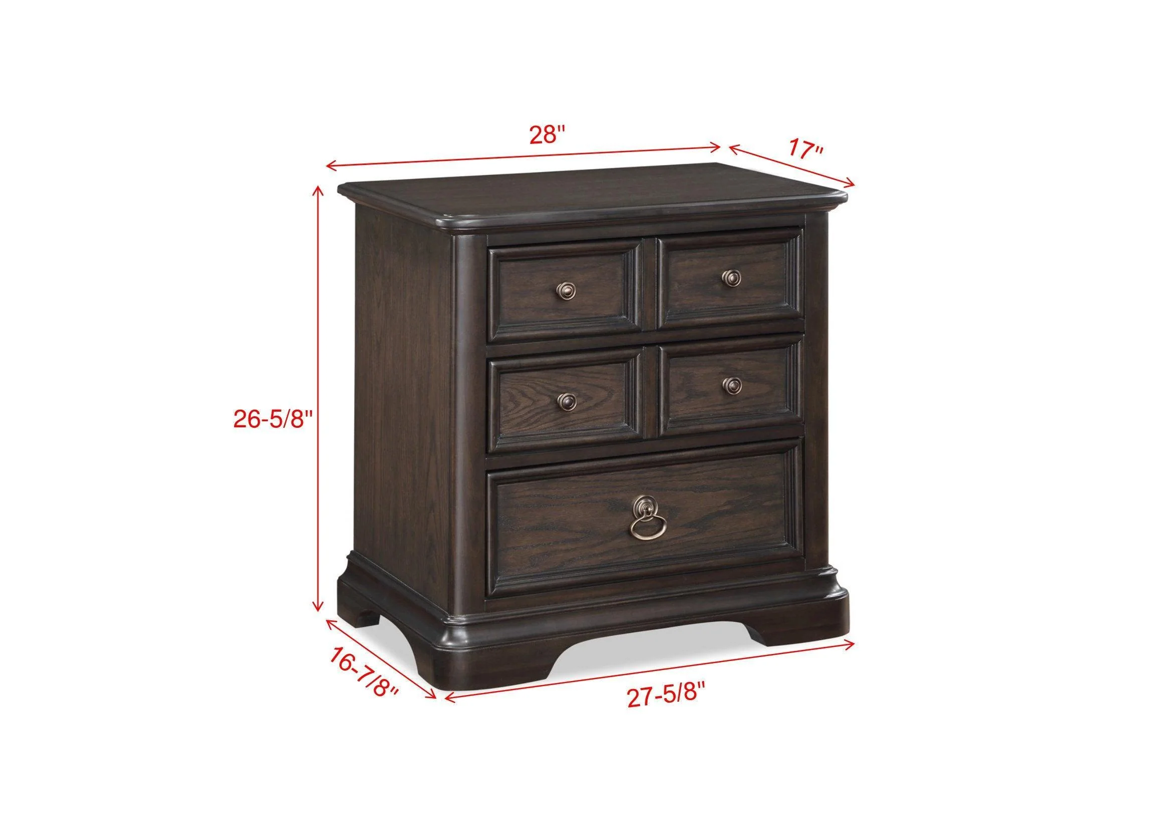 Duke Nightstand Brown 3 Drawers - Image 2