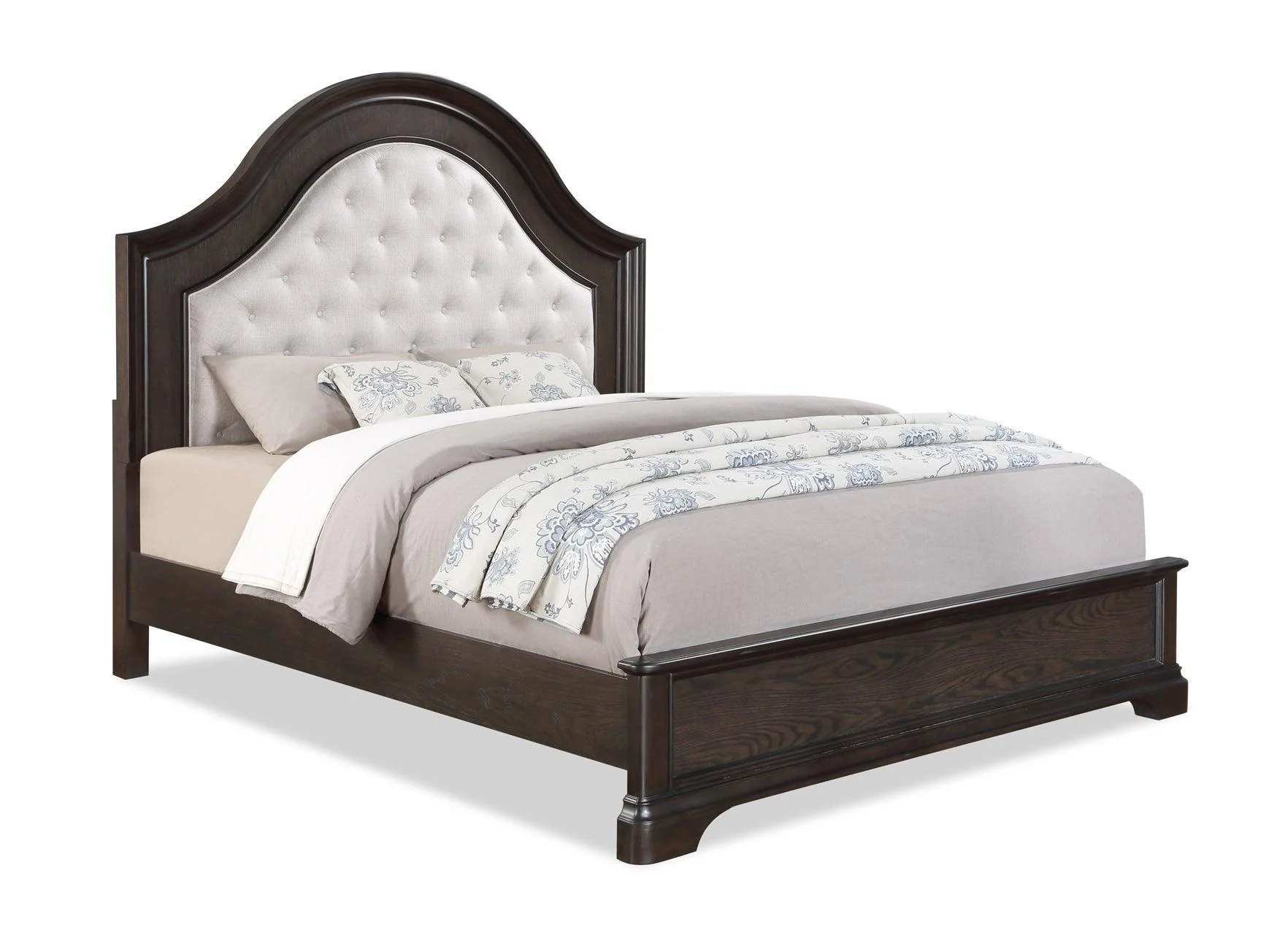 Duke Brown Fabric Upholstered Tufted Panel Queen Bed - Image 1