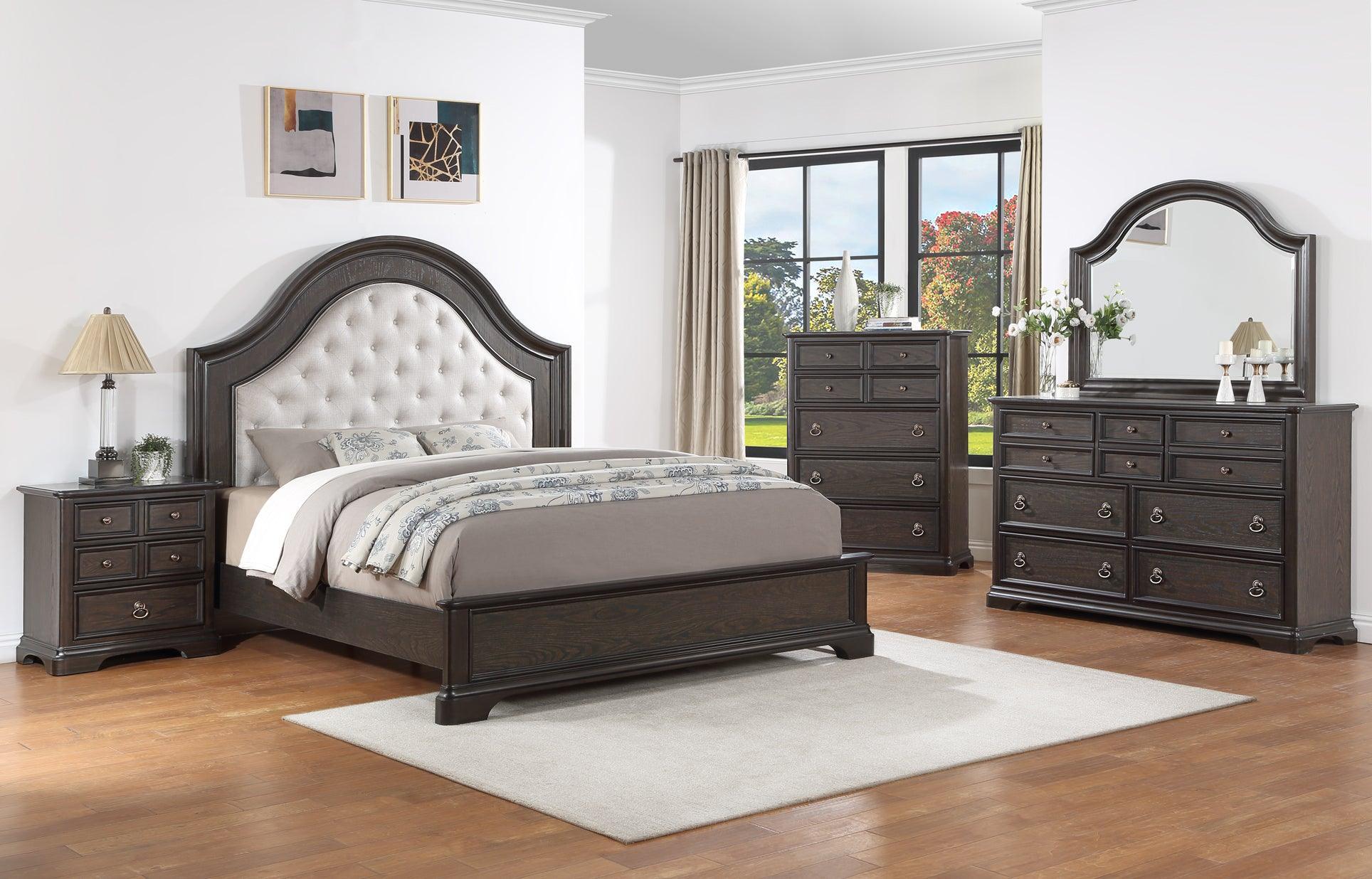 Duke Brown Fabric Upholstered Tufted Panel King Bed - Image 2