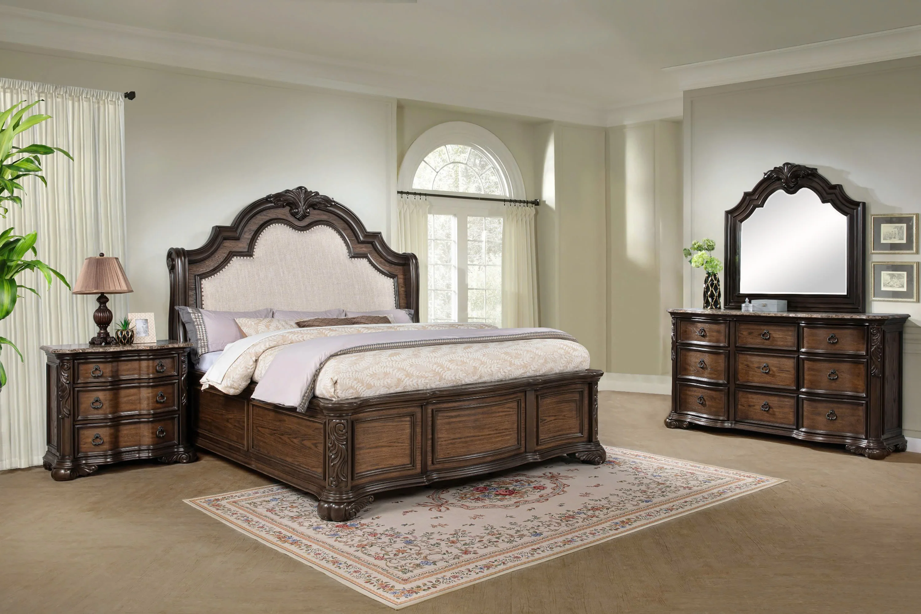 Ludwig Brown Upholstered Panel Bedroom Set - Image 2