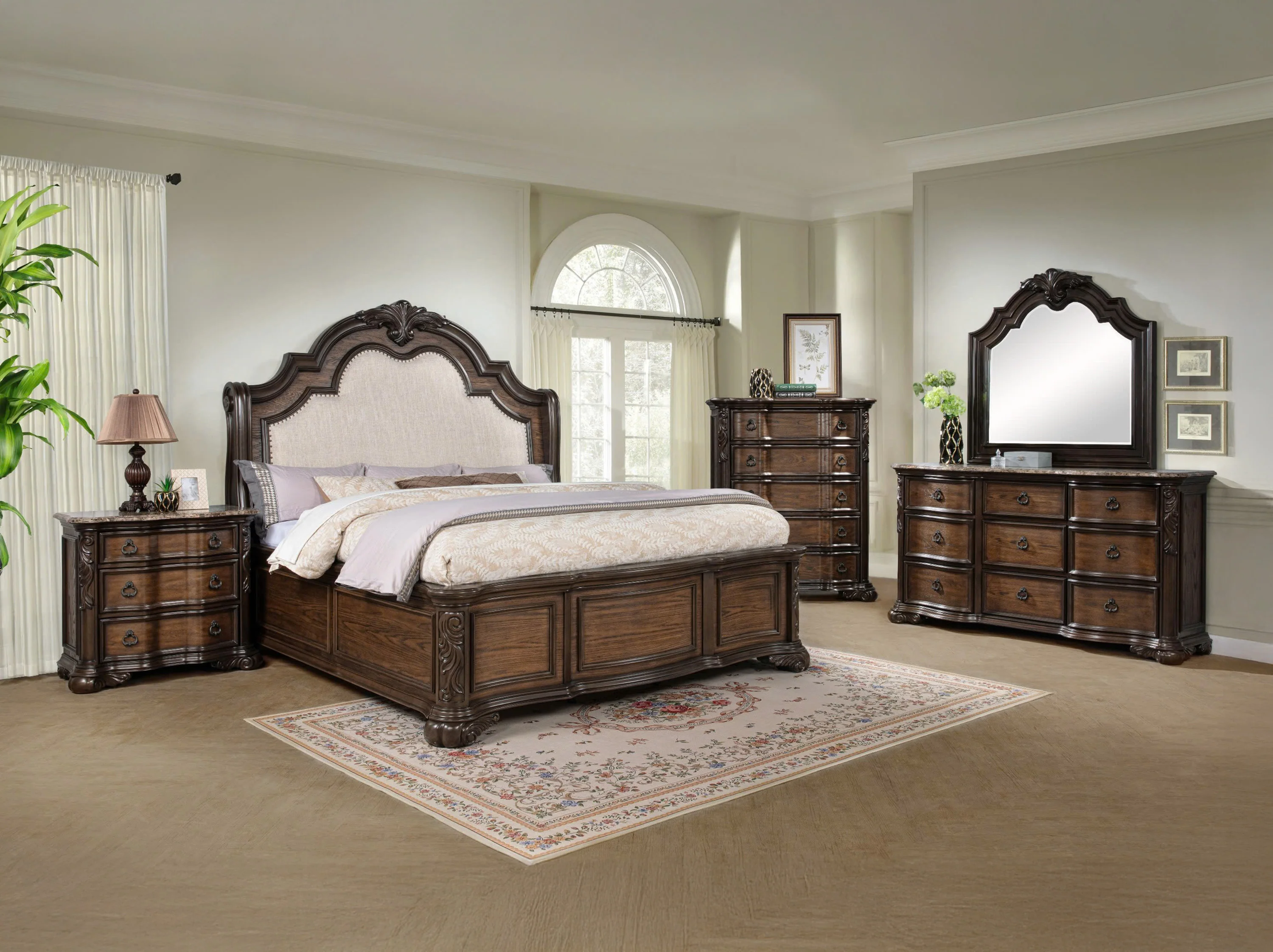 Ludwig Brown Upholstered Panel King Bed - Image 2