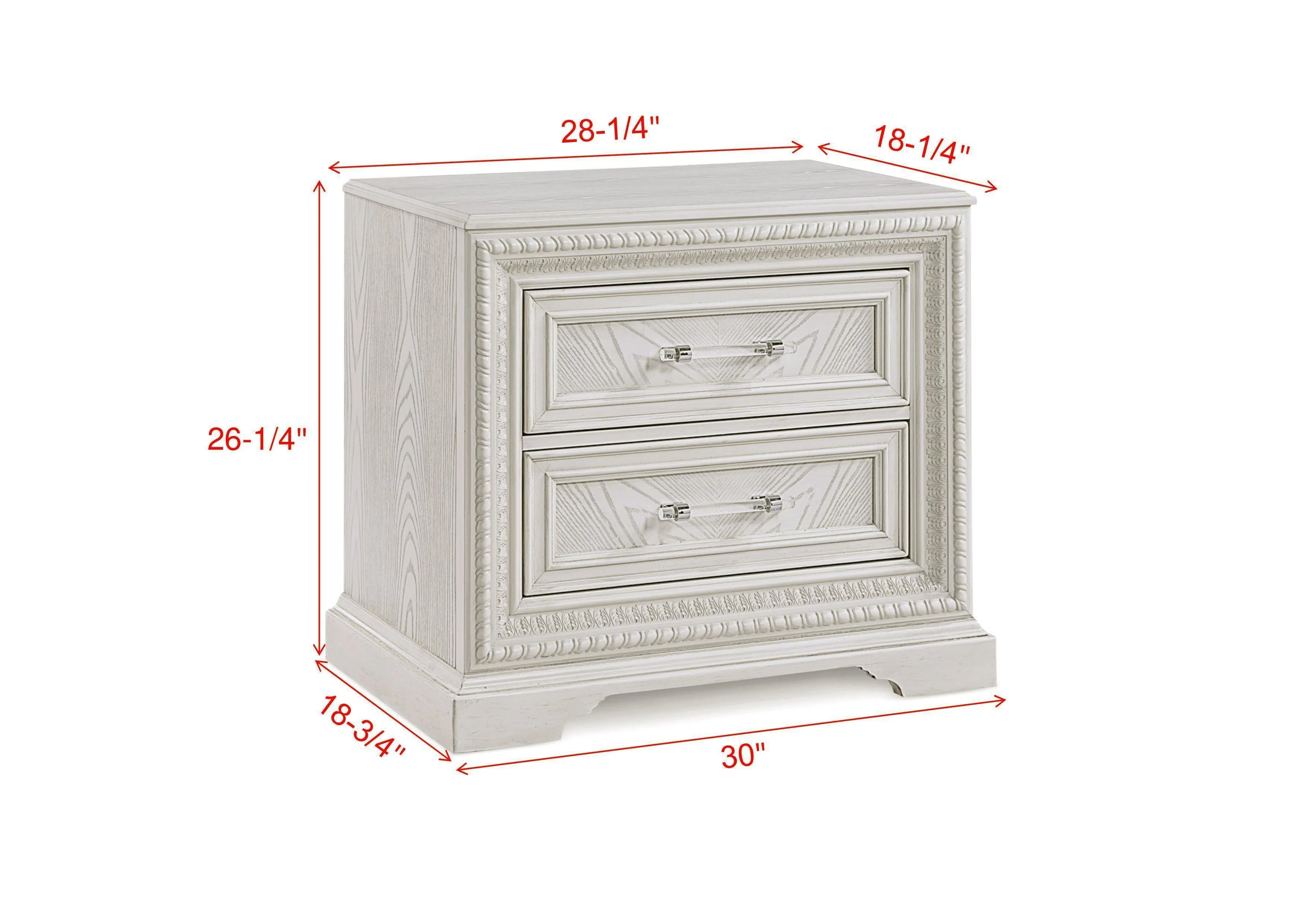 Alexandria Cream 2 Drawers Nightstand - Image 3