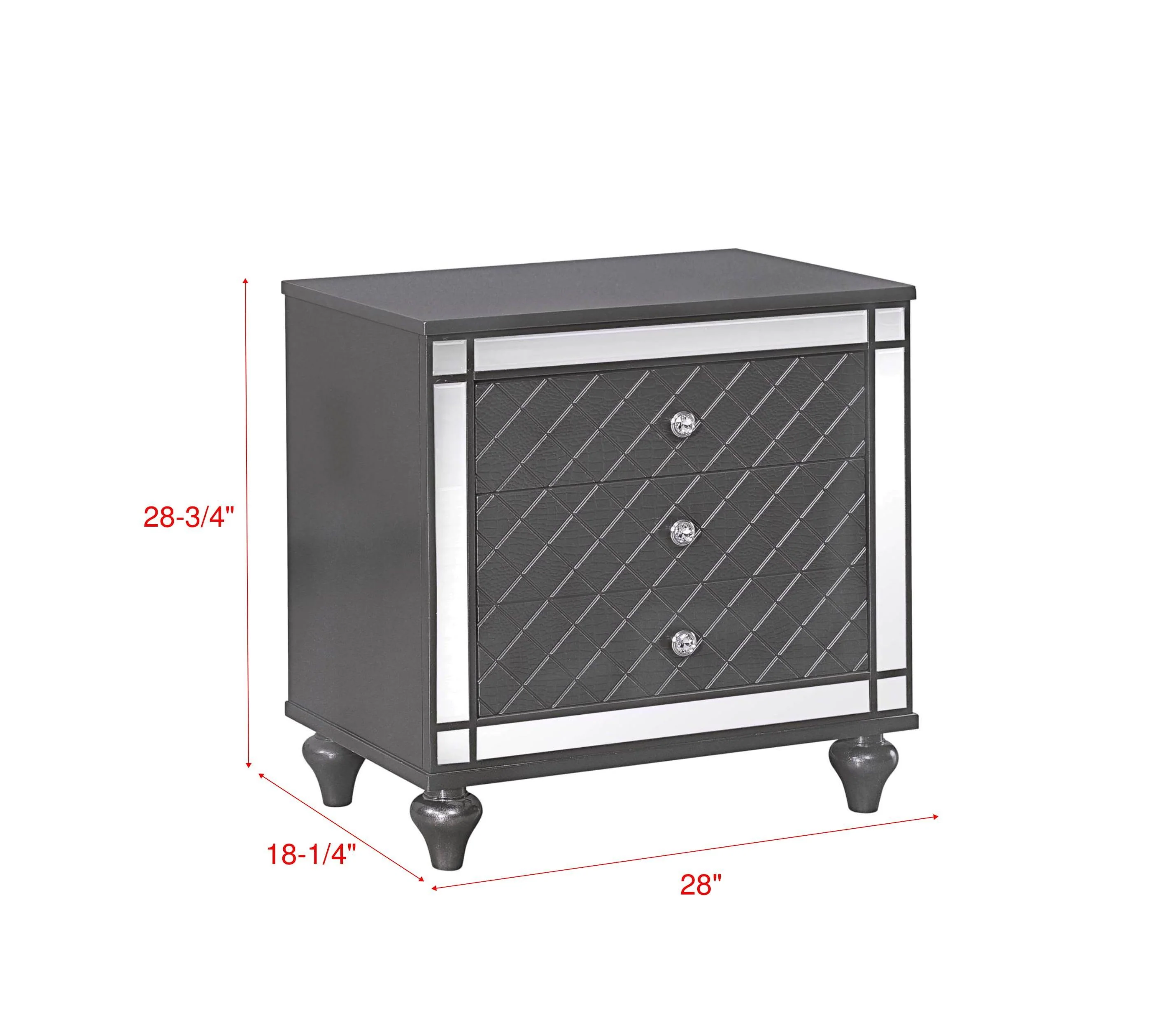 Refino Nightstand Gray 3 Drawers - Image 2
