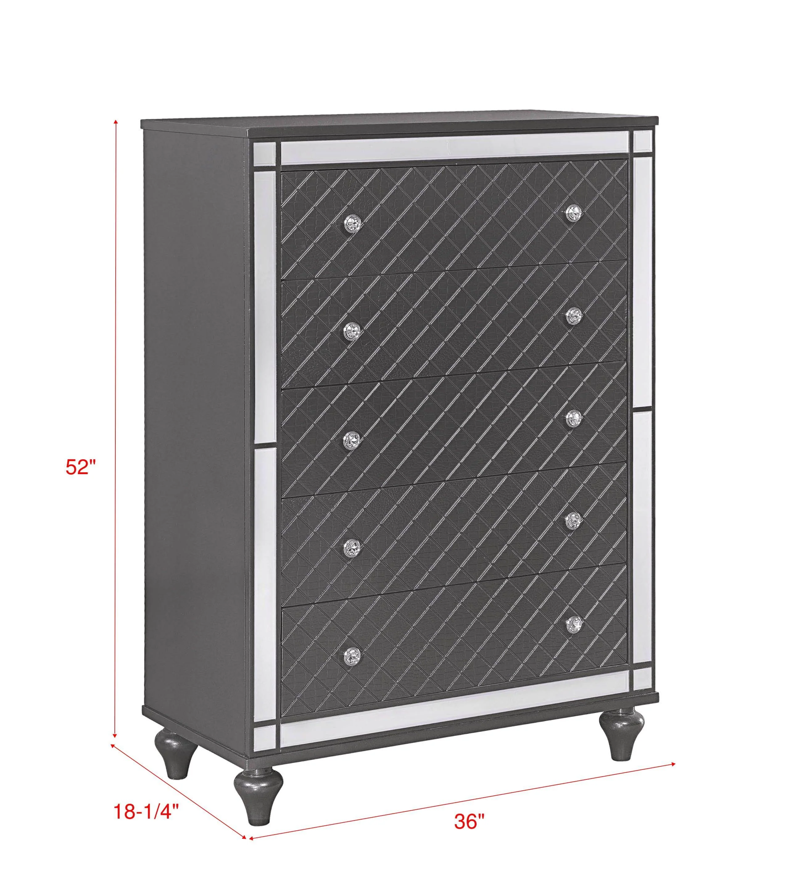 Refino Chest Gray 5 Drawers - Image 2