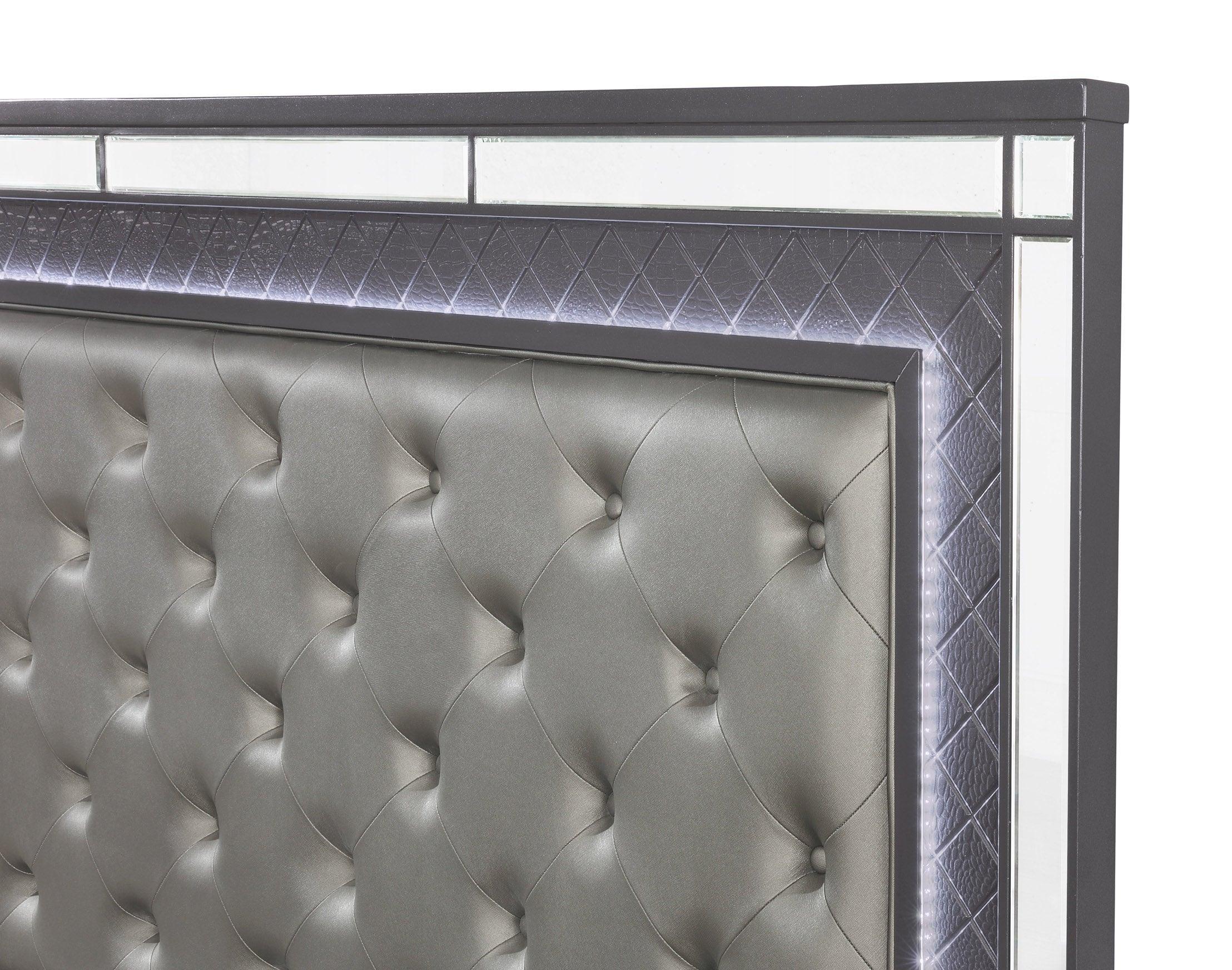 Refino Glamorous Dresser Gray Faux Crystal 6 Drawers - Image 3