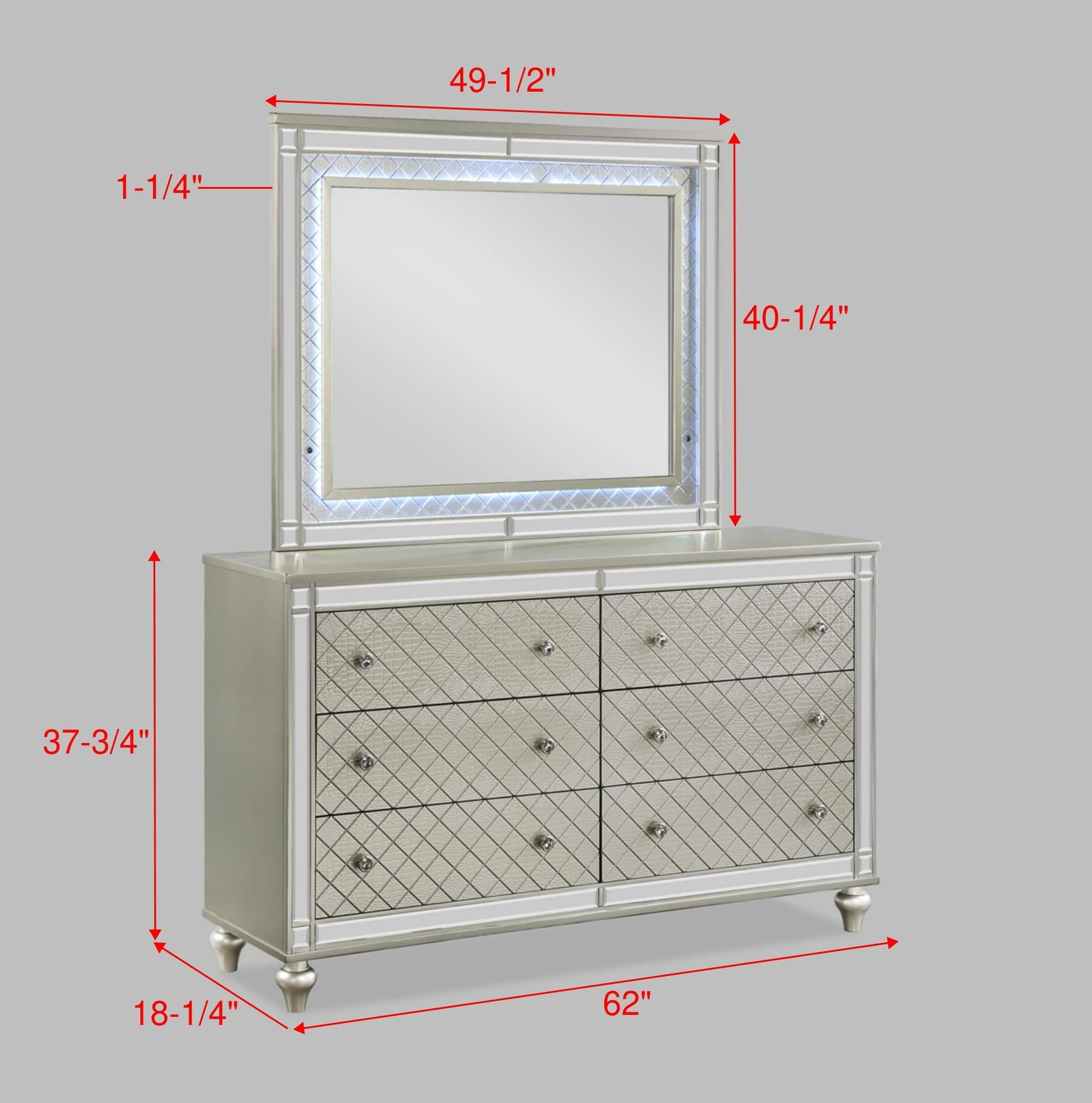 Cristian Dresser Champagne 6 Drawers - Image 2