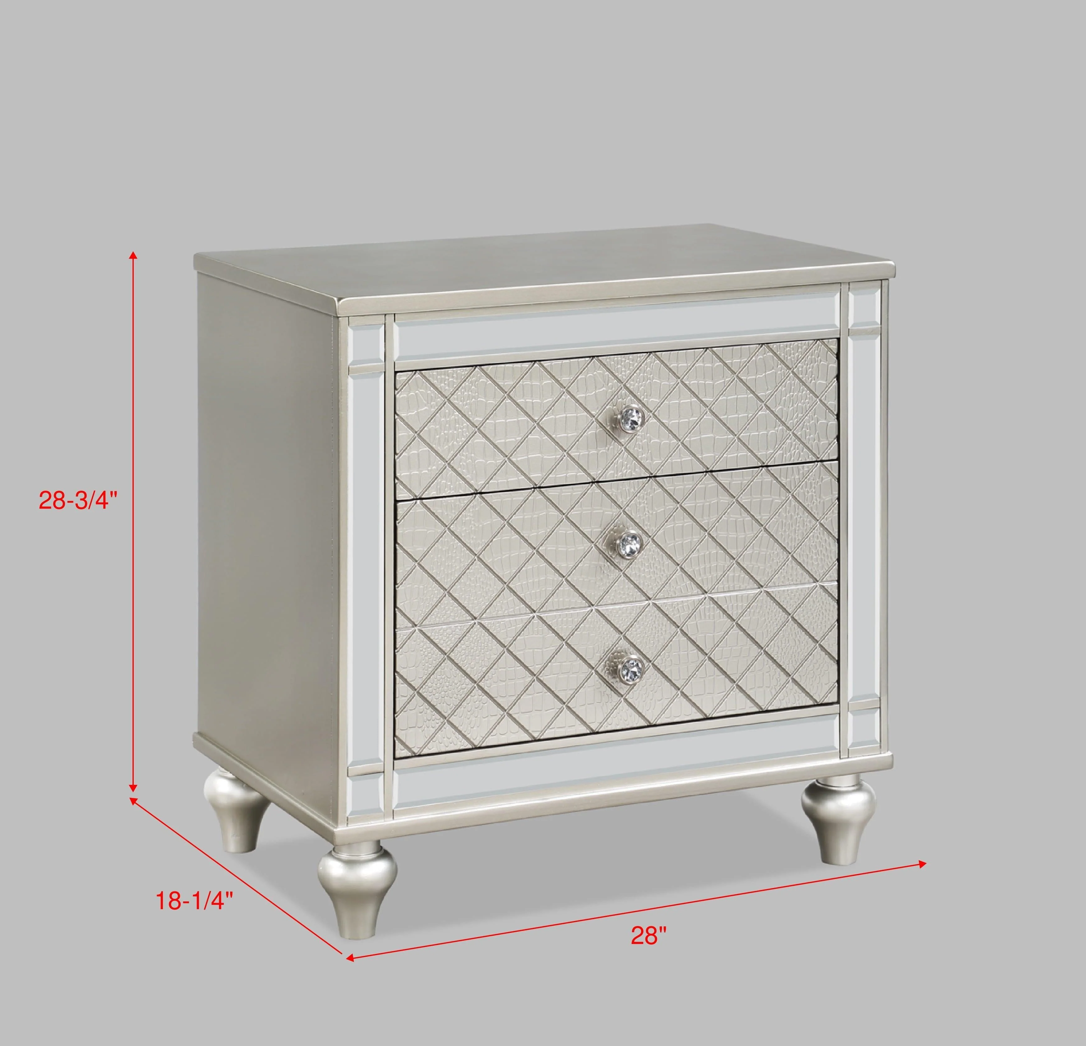 Cristian Nightstand Champagne 3 Drawers - Image 2