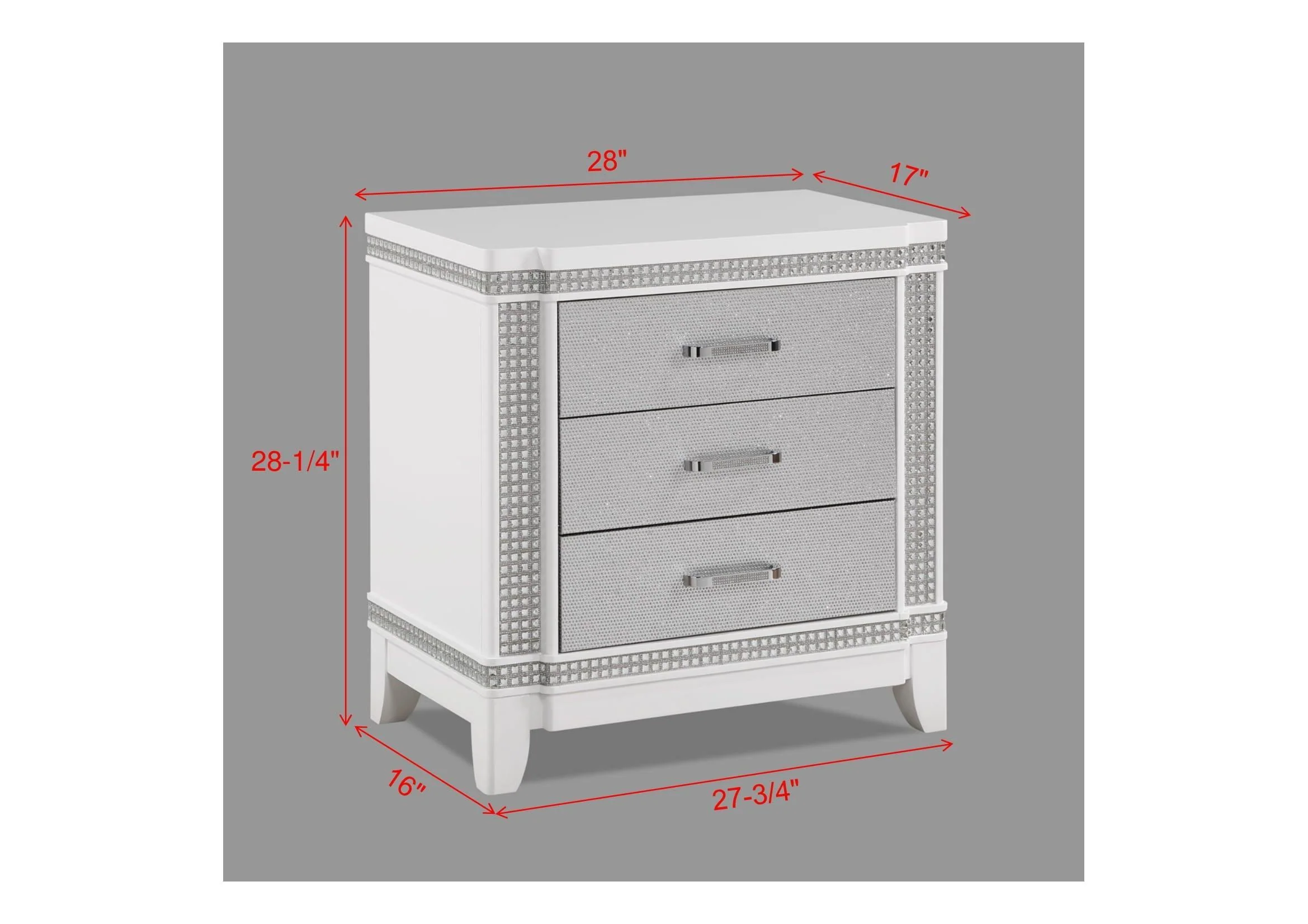 Ariane NightStand White Cream 3 Drawers - Image 2