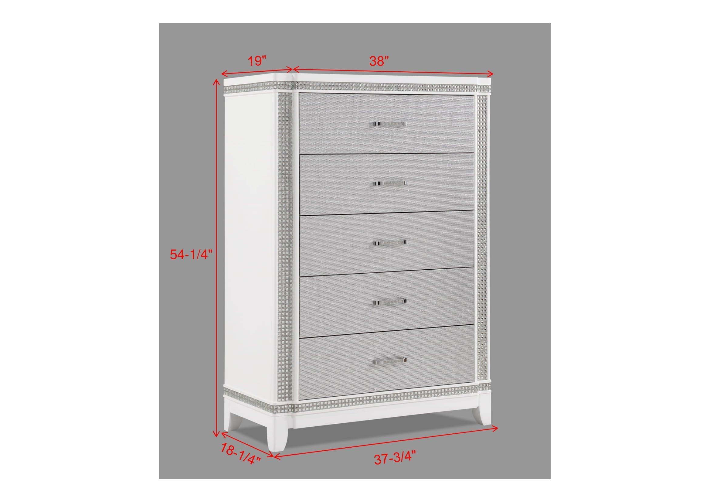 Ariane Chest White Silver 5 Drawers - Image 2
