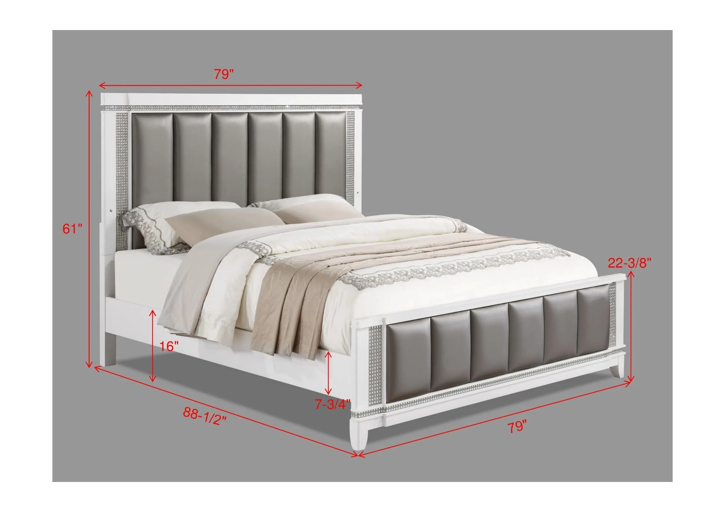 Ariane Silver Faux Leather Upholstered Panel King Bed - Image 2