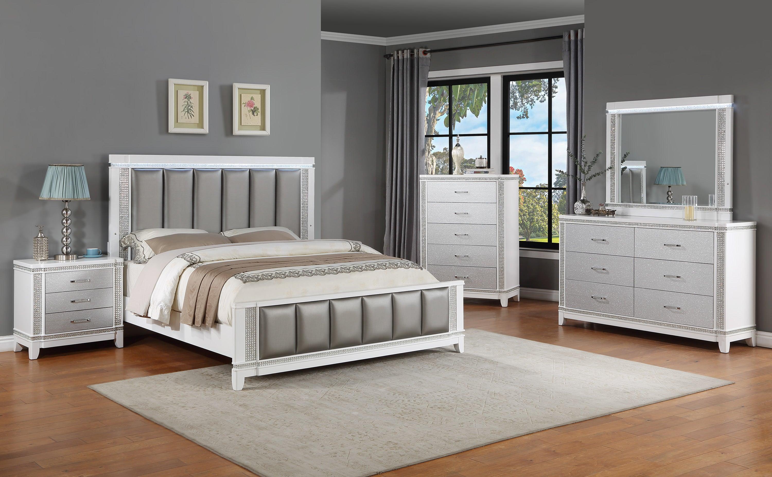 Ariane Silver Faux Leather Upholstered Panel Queen Bed - Image 2