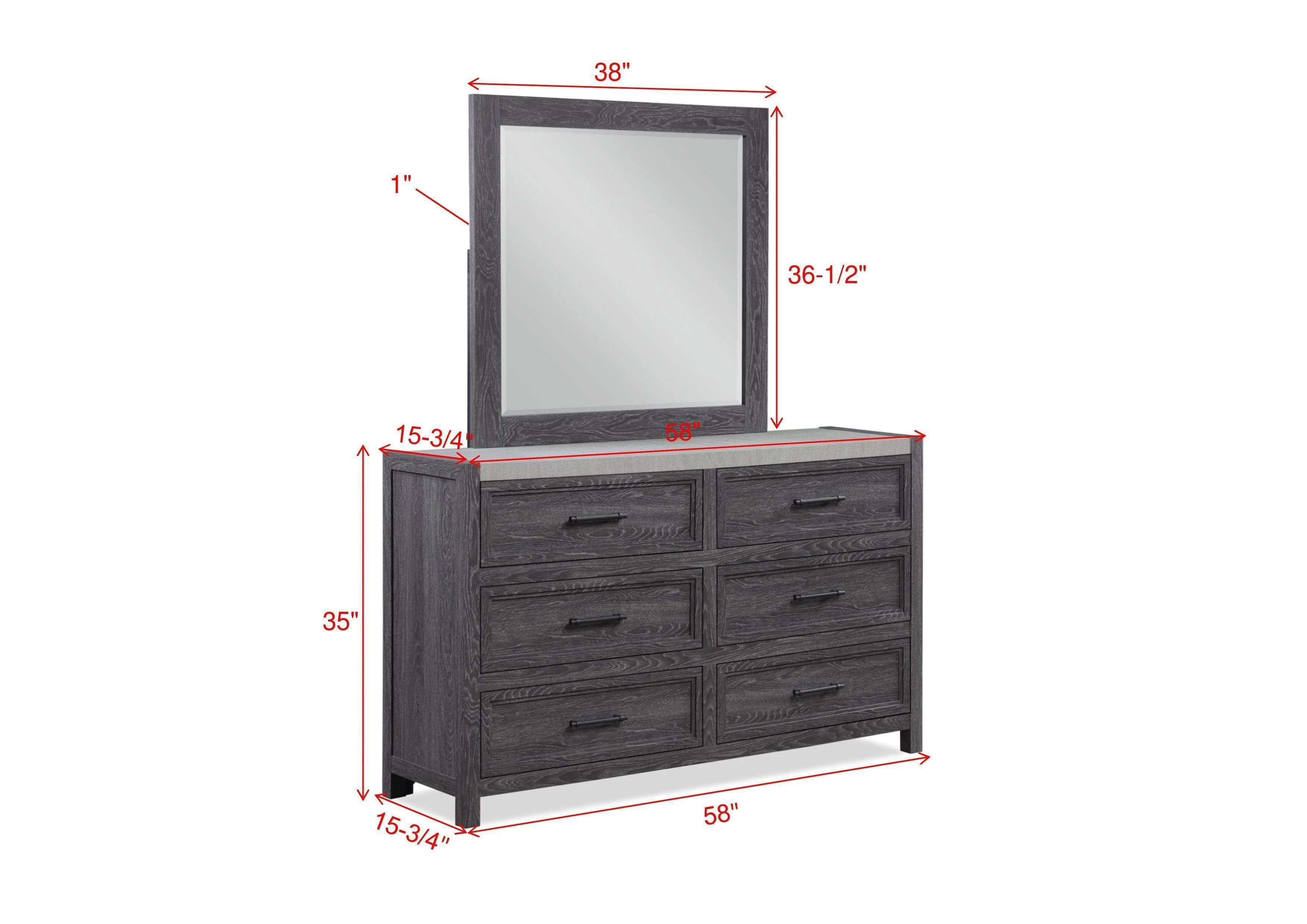 Madsen Gray 6 Drawers Dresser - Image 2