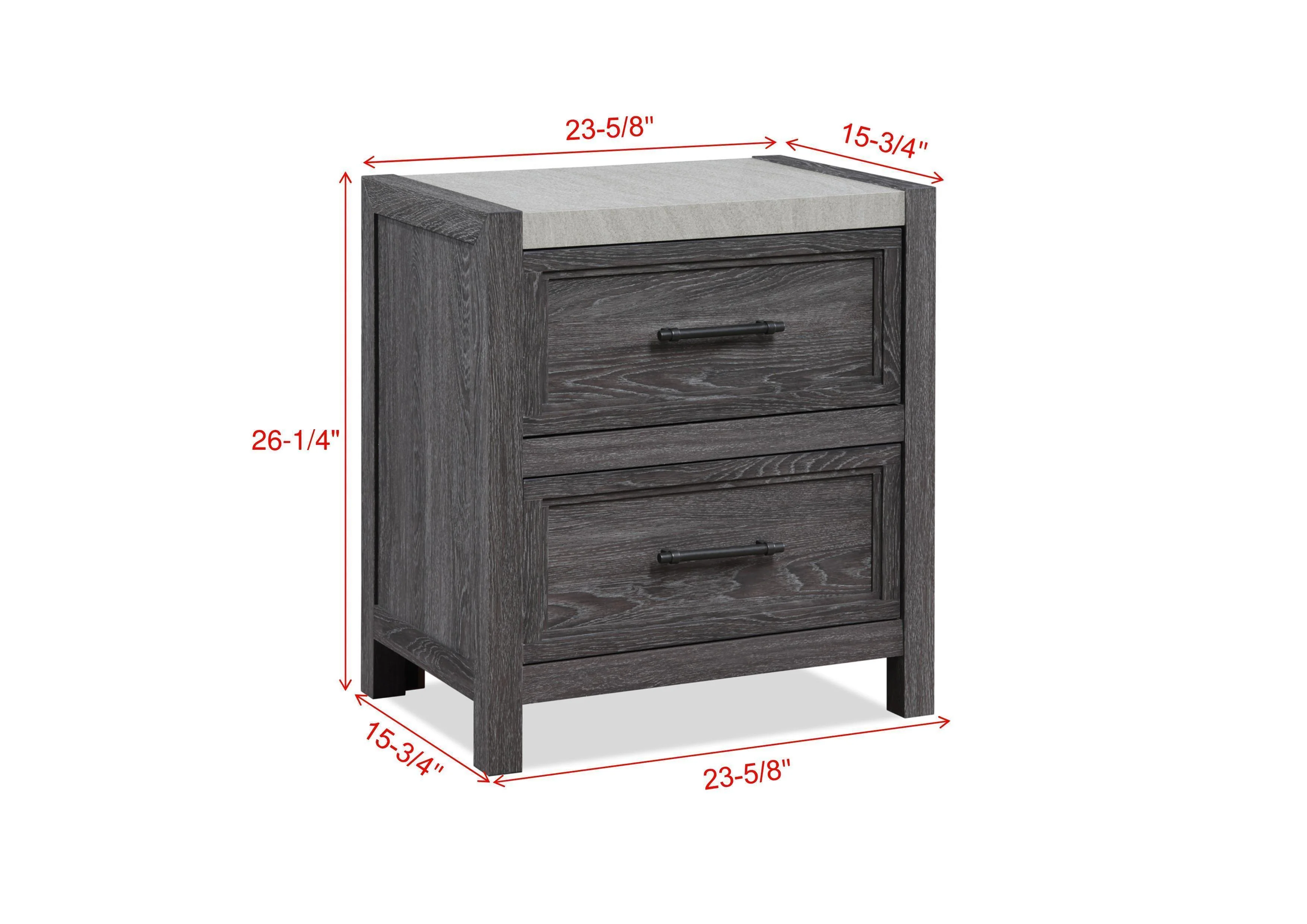 Madsen Gray 2 Drawers Nightstand - Image 3