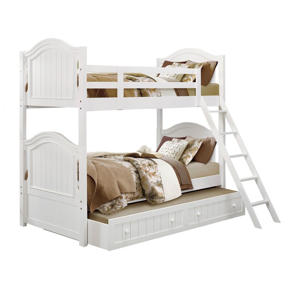 Clementine White Twin Over Twin Bunk Bed With Twin Trundle - Image 2