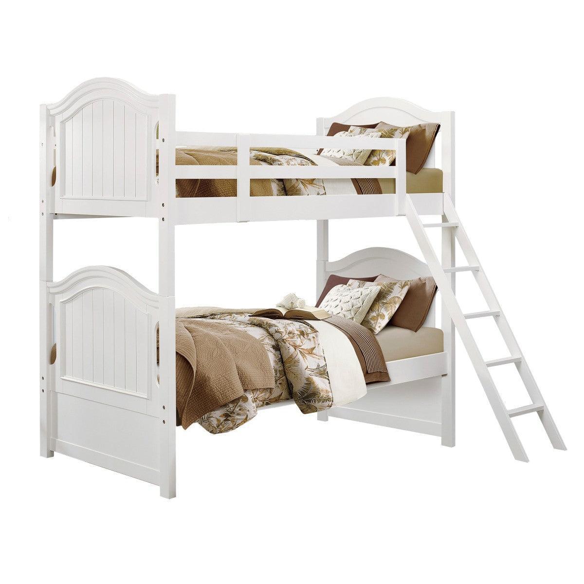 Clementine White Twin Over Twin Bunk Bed With Twin Trundle - Image 3