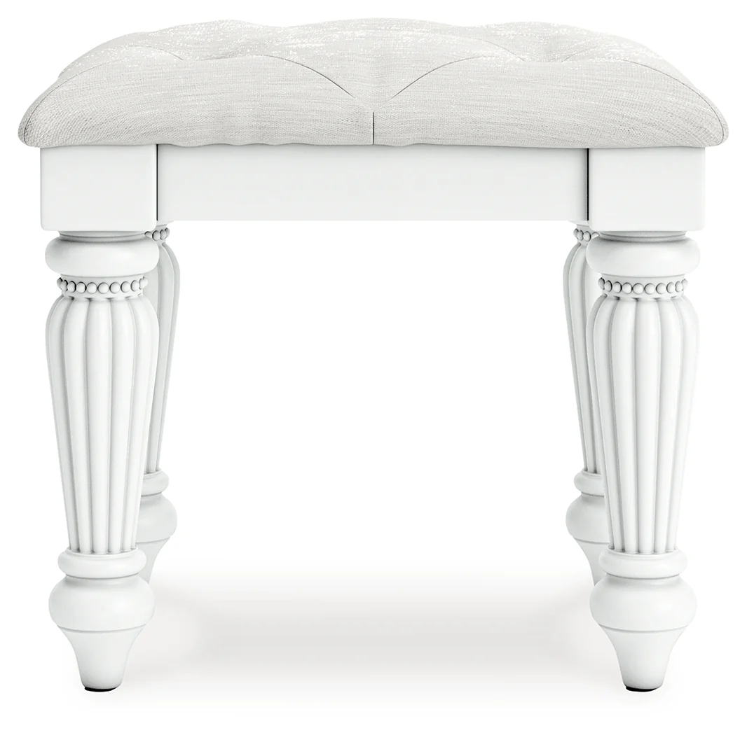 Kozlani White Vanity Stool - Image 2