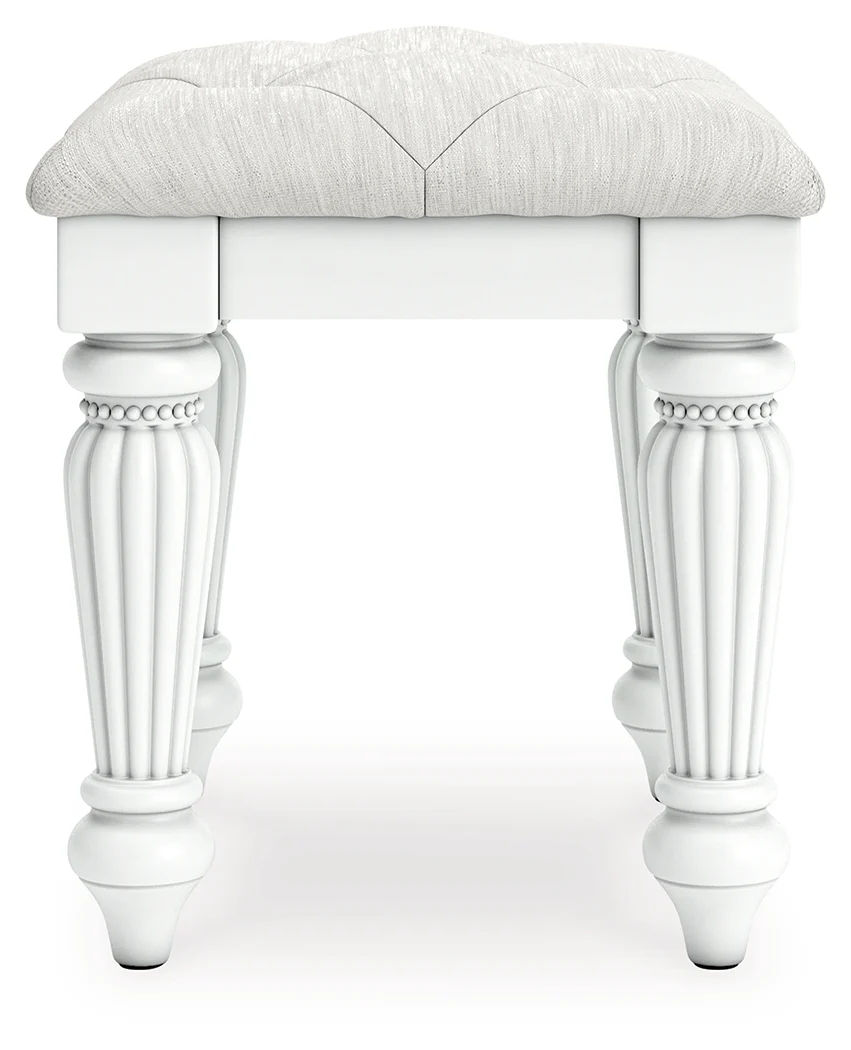 Kozlani White Vanity Stool - Image 3