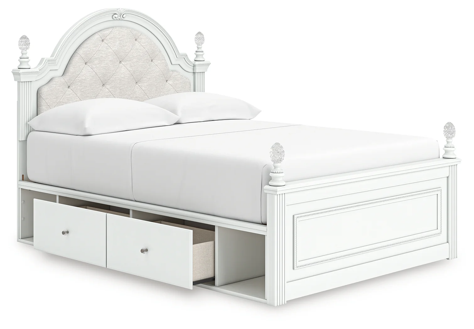 Kozlani White Full Upholstered Panel Storage Bed - Image 3
