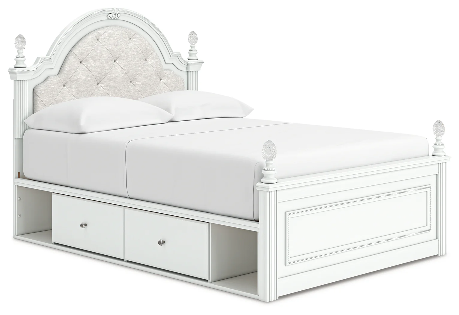 Kozlani White Full Upholstered Panel Storage Bed - Image 2
