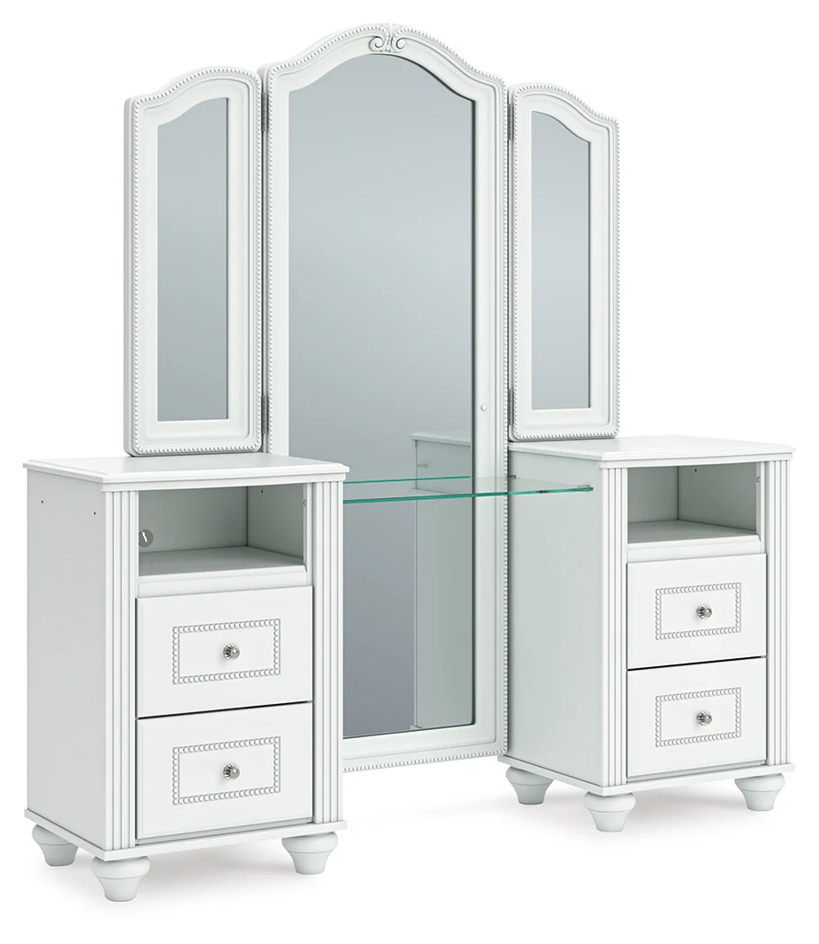 Kozlani White Vanity with Mirror - Image 2