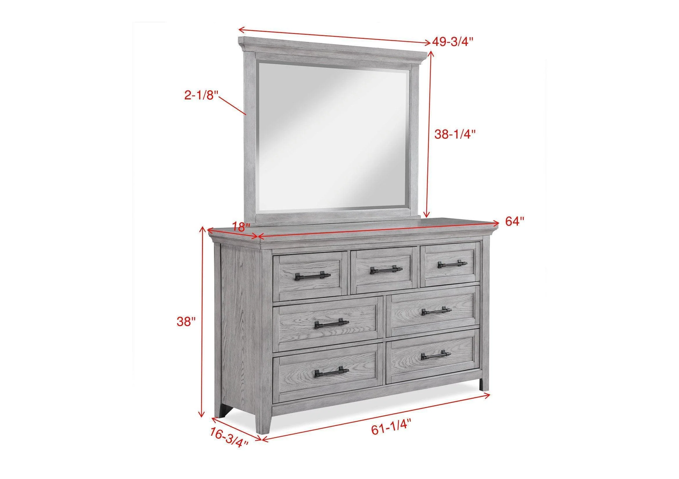 Beckett Gray 6 Drawers Dresser - Image 2