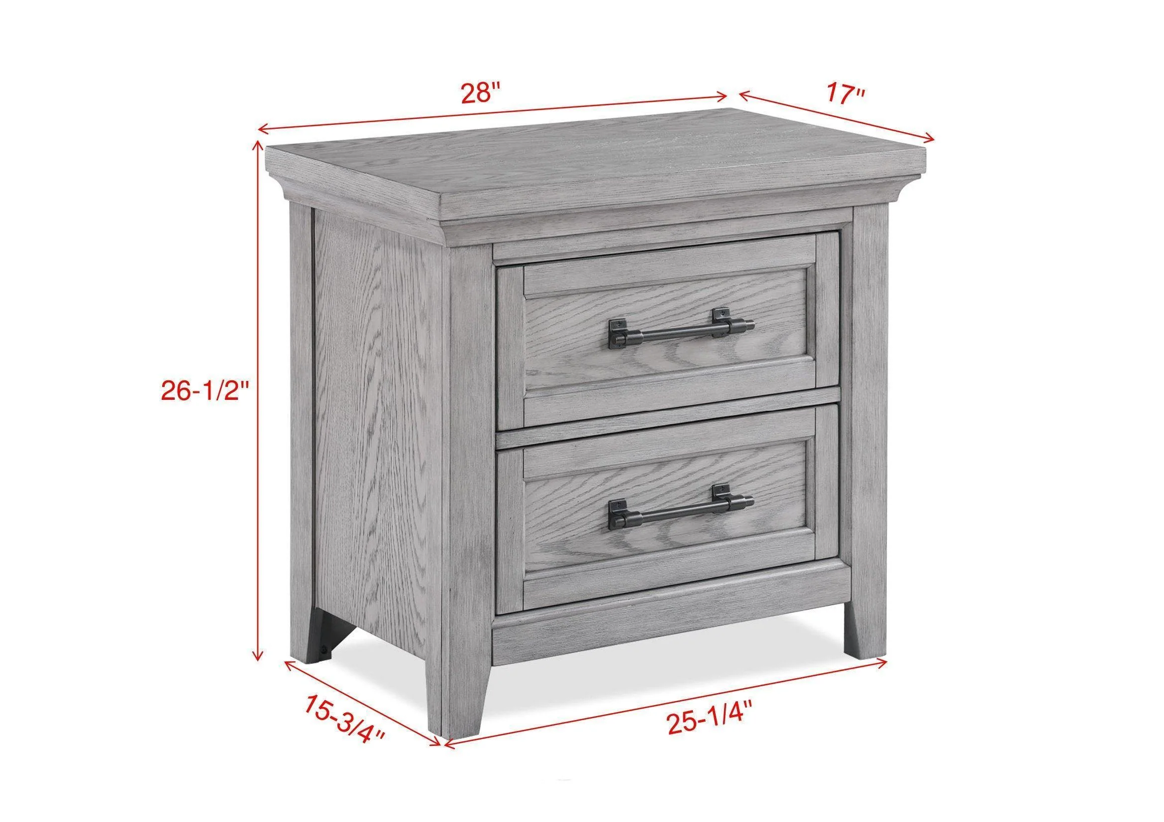 Beckett Gray 2 Drawers Nightstand - Image 3