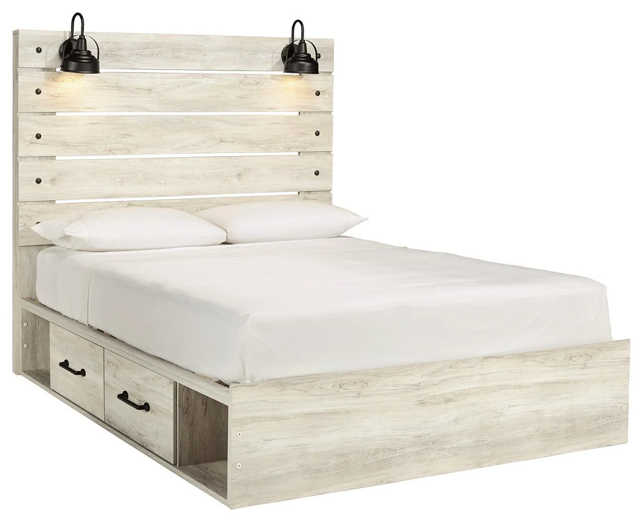 Cambeck Whitewash Queen Panel Bed With 4 Storage Drawers - Image 2