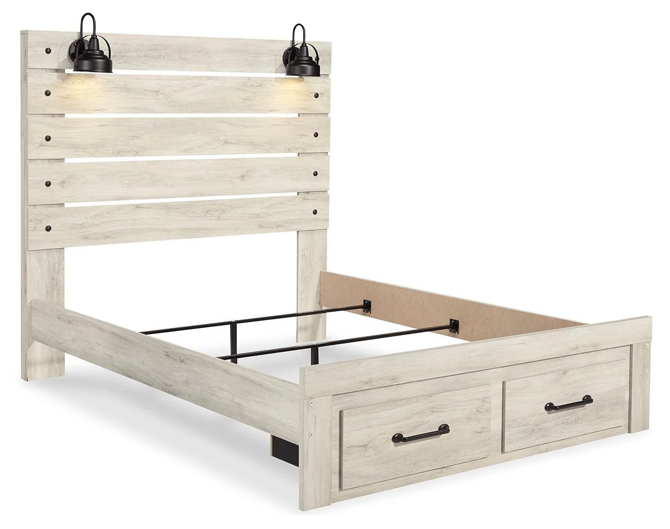 Cambeck Whitewash Queen Panel Bed With 2 Storage Drawers - Image 3