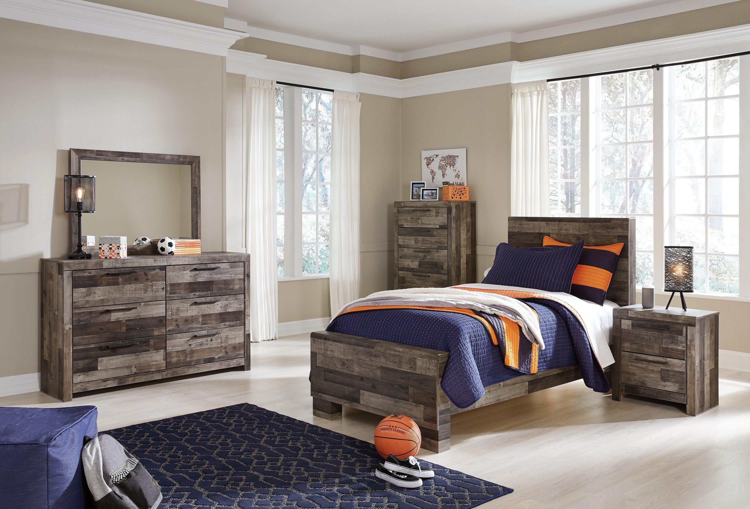 Derekson Multi Gray Twin Panel Bed - Image 3