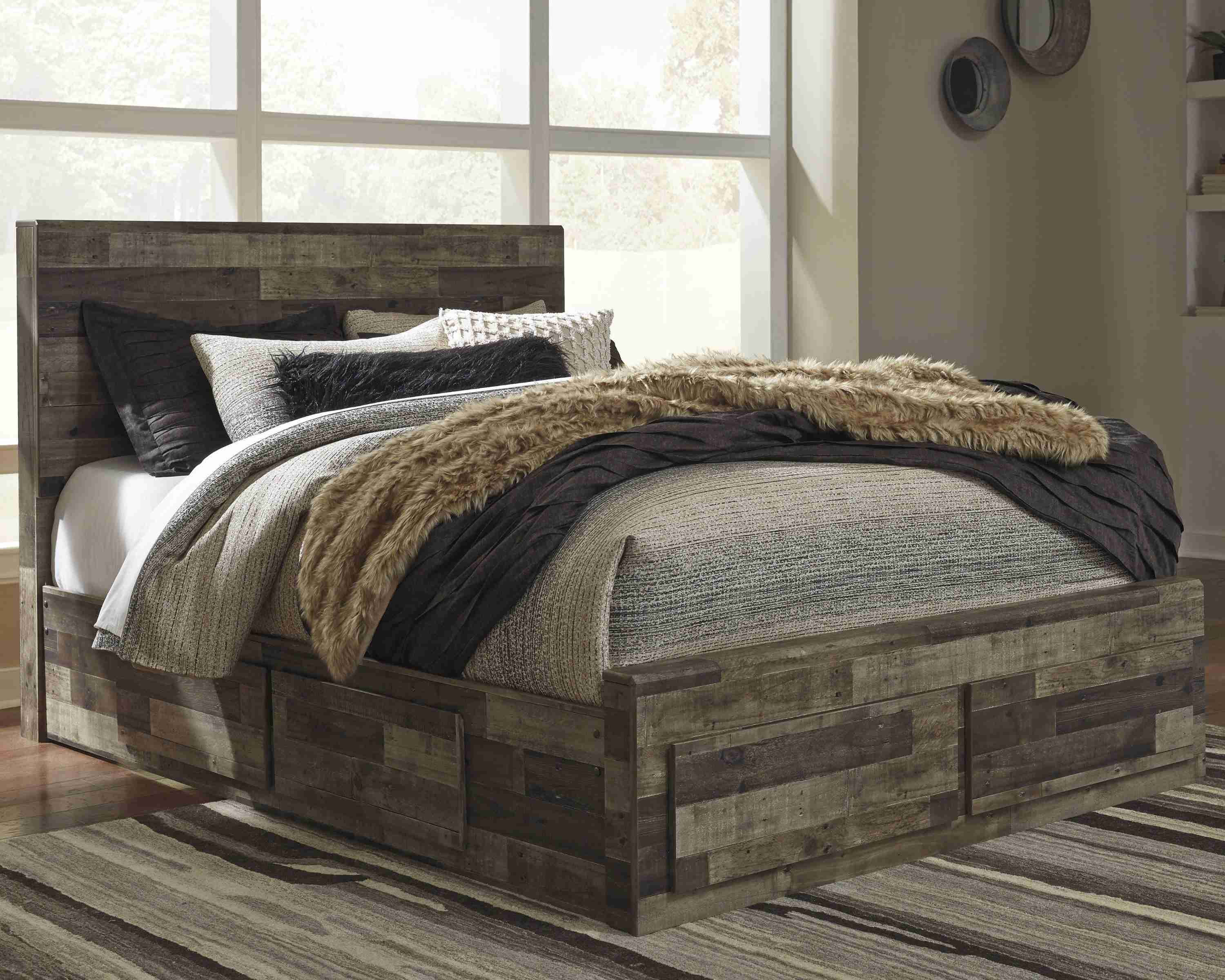 Derekson Multi Gray Queen Panel Bed With 4 Storage Drawers - Image 3