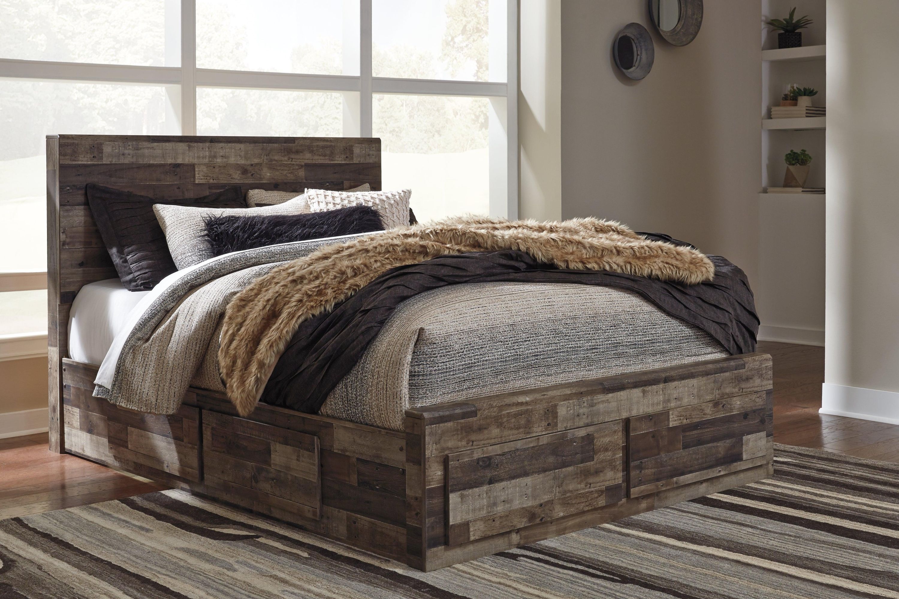 Derekson Multi Gray Queen Panel Bed With 6 Storage Drawers - Image 3