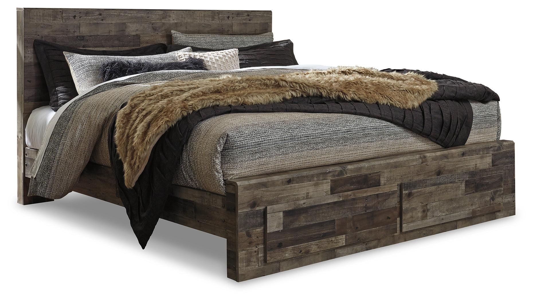 Derekson Multi Gray King Panel Bed With 2 Storage Drawers - Image 2