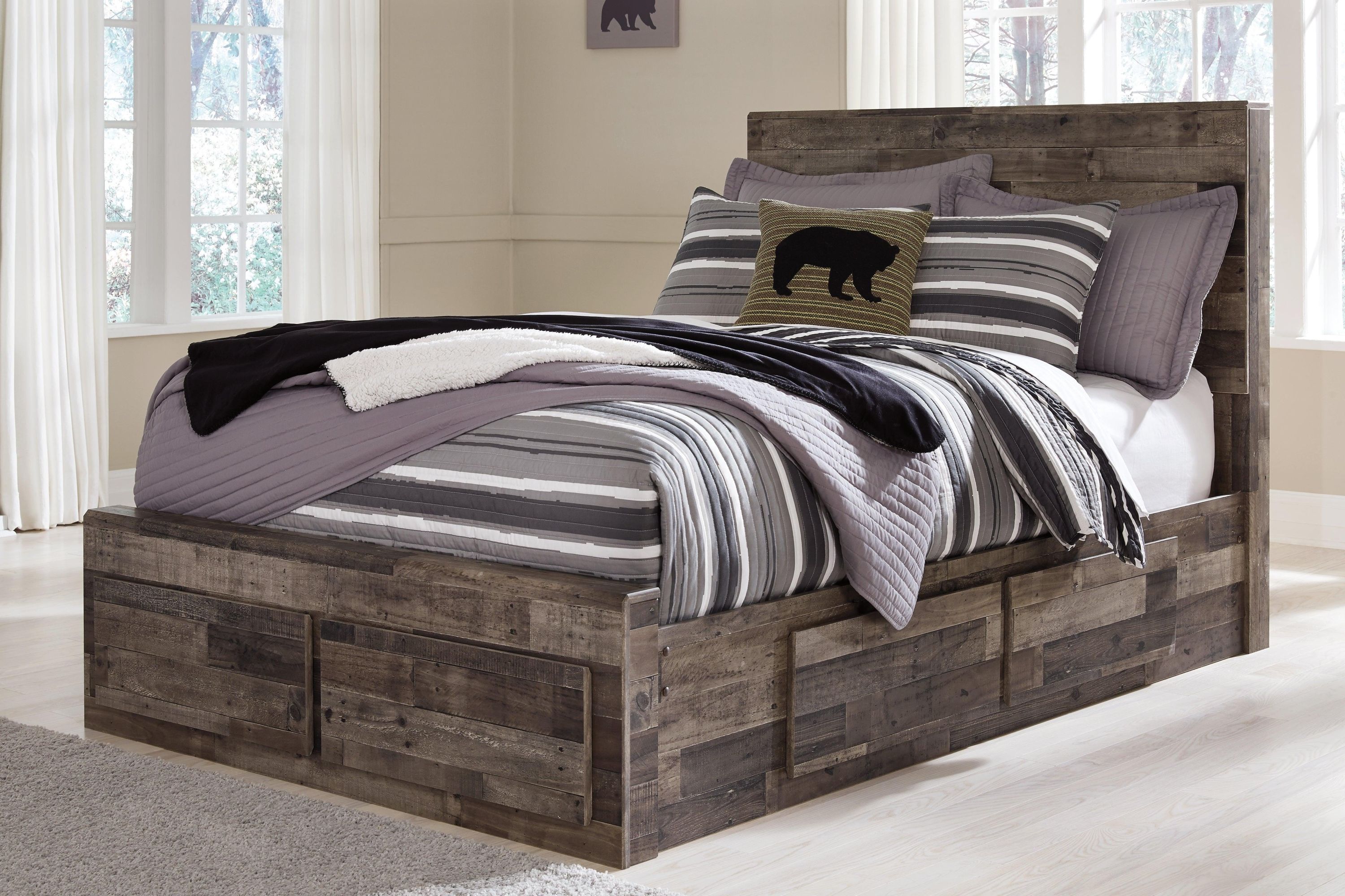 Derekson Multi Gray Full Panel Bed With 6 Storage Drawers - Image 3