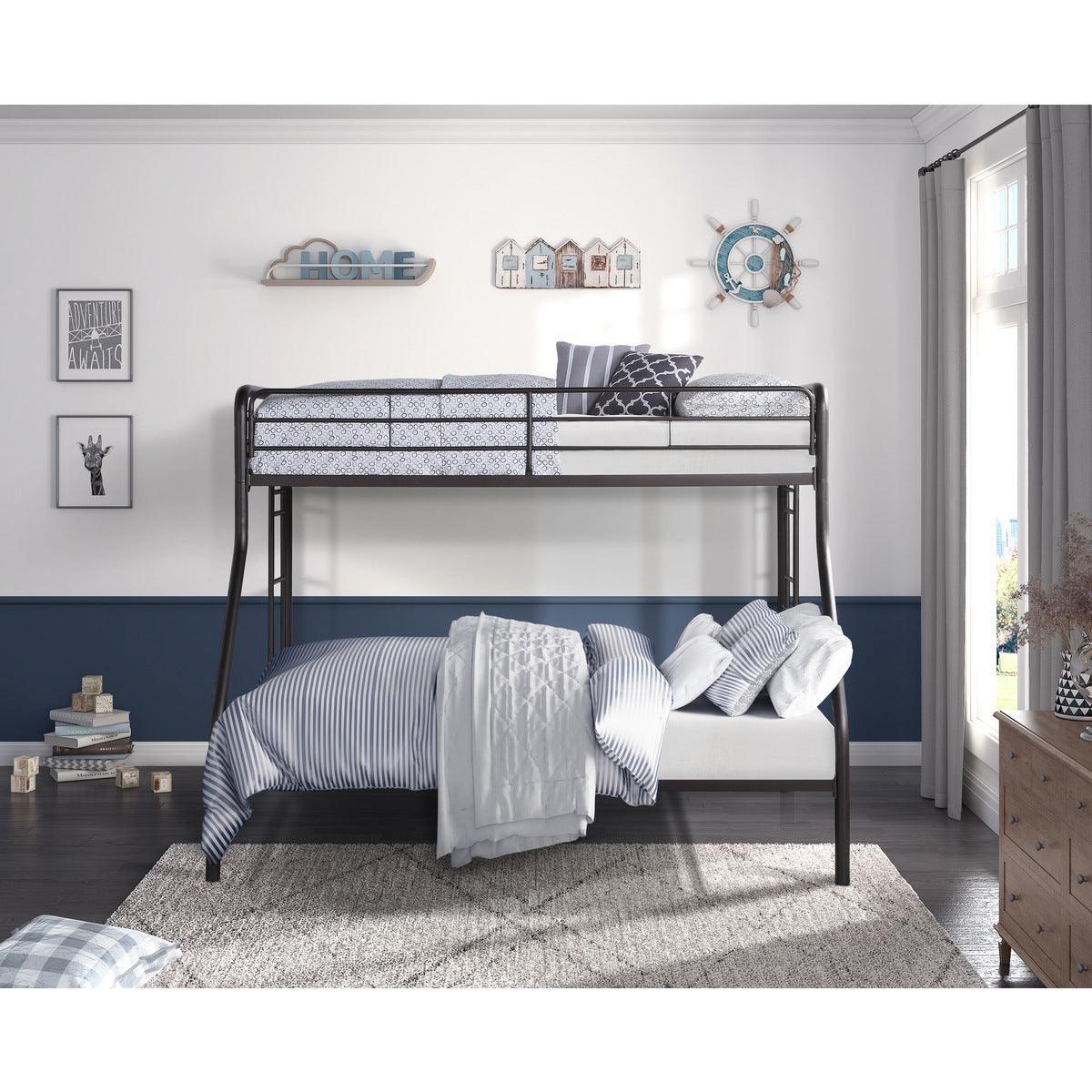 Lunar Dark Bronze Twin Full Sturdy Ladder Bunk Bed - Image 1