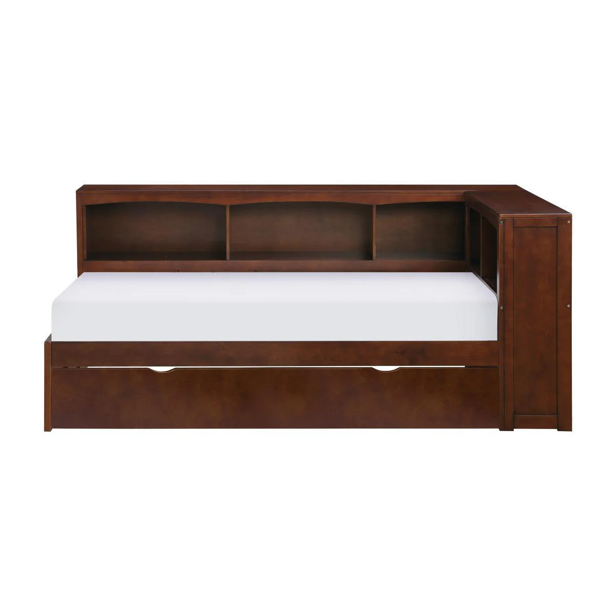 Rowe Dark Cherry Twin Bookcase Platform Corner Bedroom Set With Trundle - Image 2
