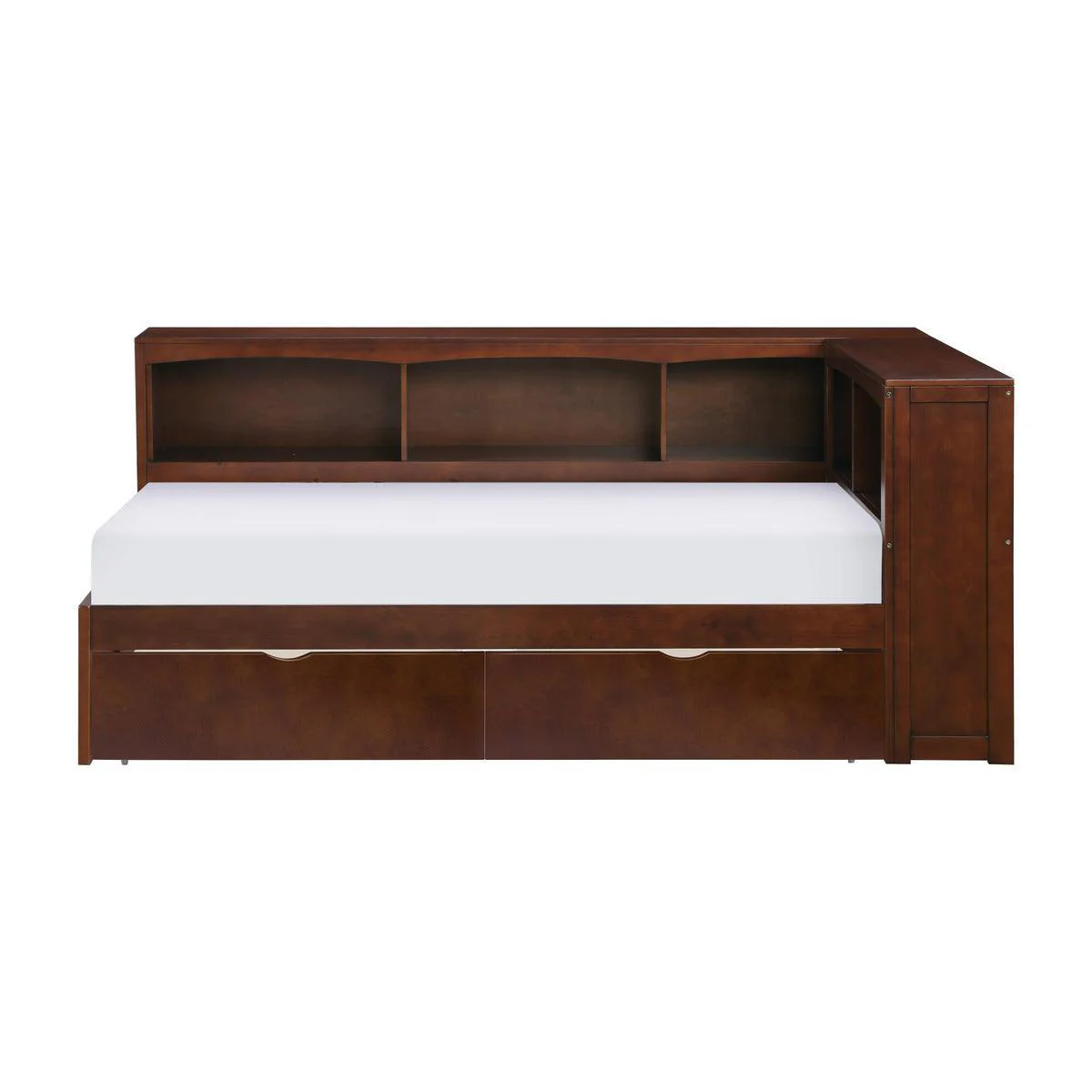 Rowe Dark Cherry Twin Bookcase Corner Bed With Storage Boxes - Image 3