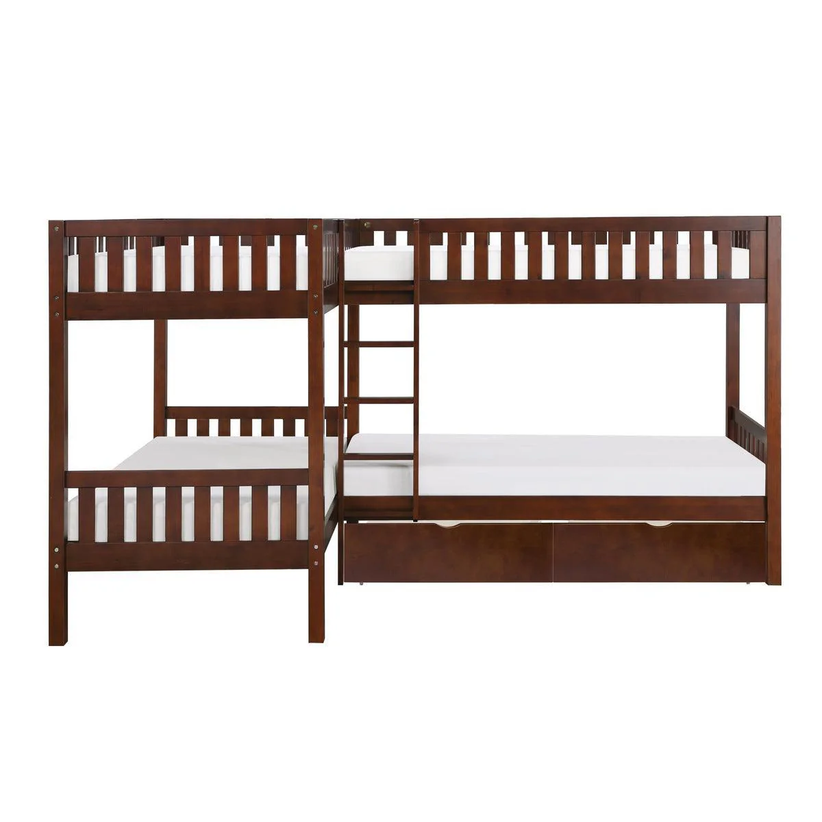 Rowe Dark Cherry Corner Bunk Bed With Storage Boxes - Image 3