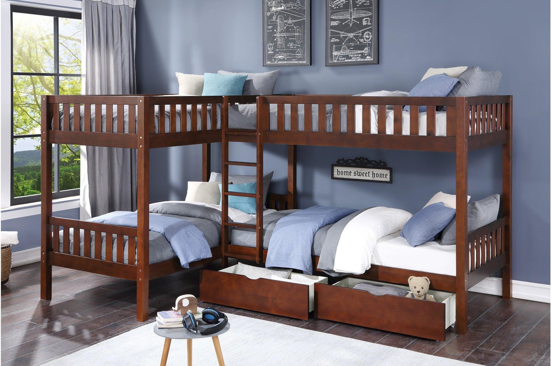Rowe Dark Cherry Corner Bunk Bed Bedroom Set - Image 3