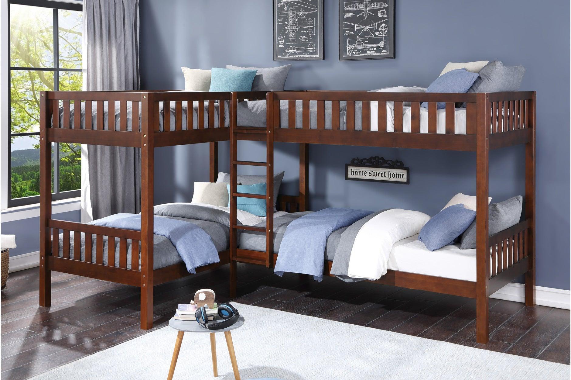 Rowe Dark Cherry Corner Bunk Bed Bedroom Set