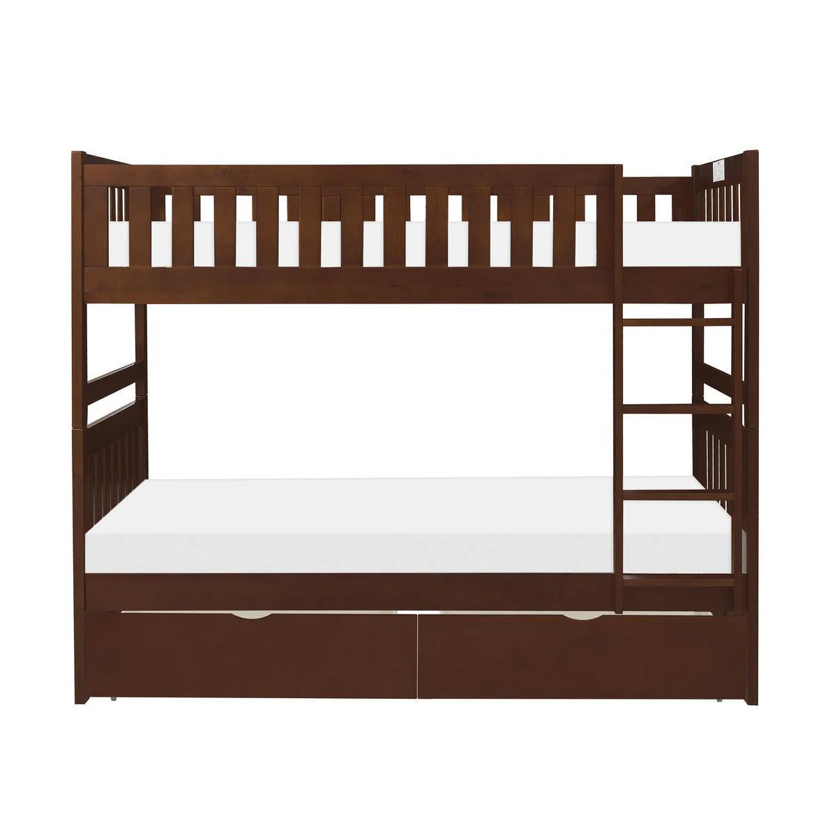 Rowe Dark Cherry Twin Over Twin Bunk Bed With Storage Boxes - Image 2