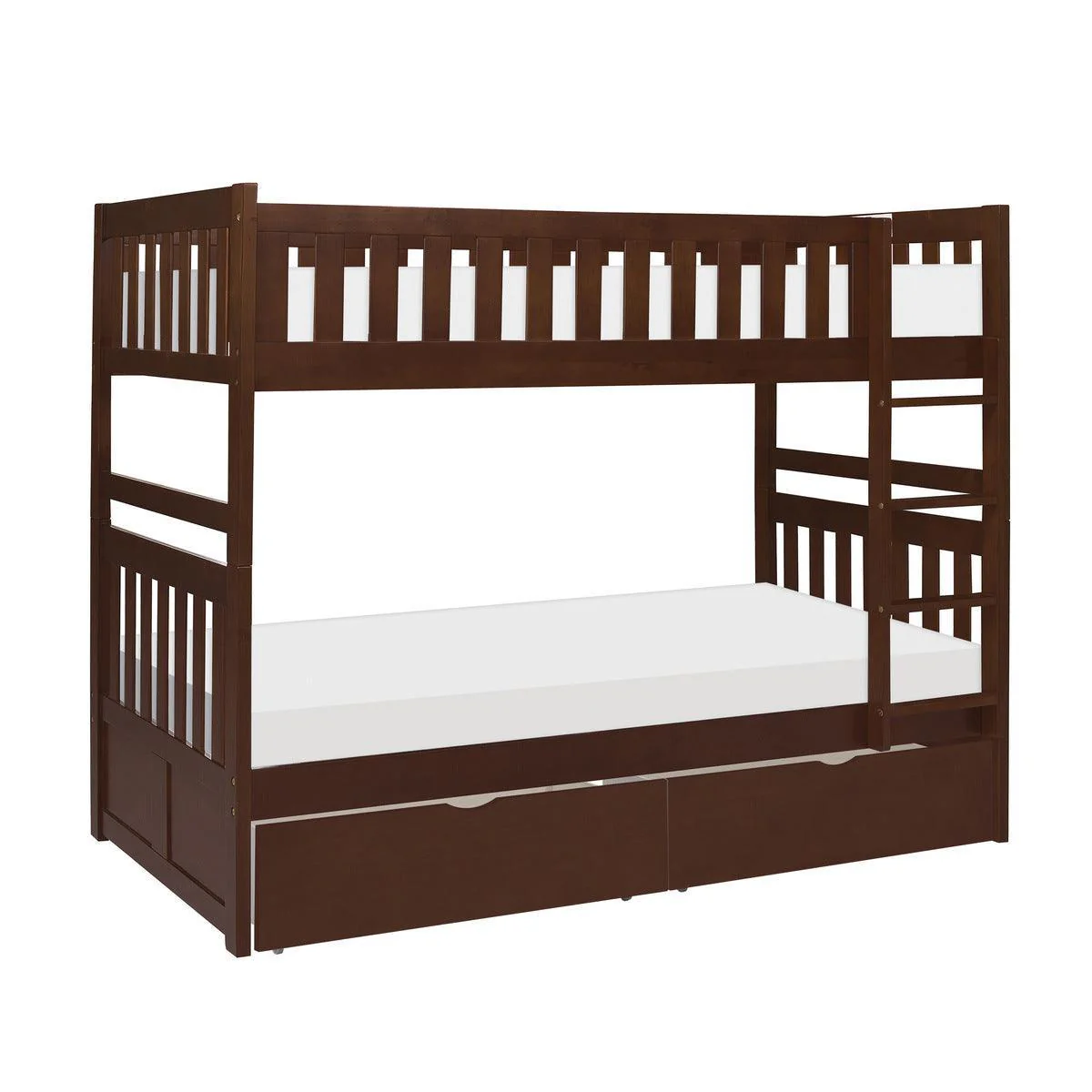 Rowe Dark Cherry Twin Over Twin Bunk Bed With Storage Boxes - Image 3
