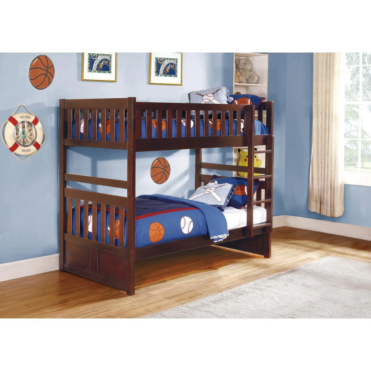 Rowe Dark Cherry Twin Over Twin Bunk Bed - Image 1