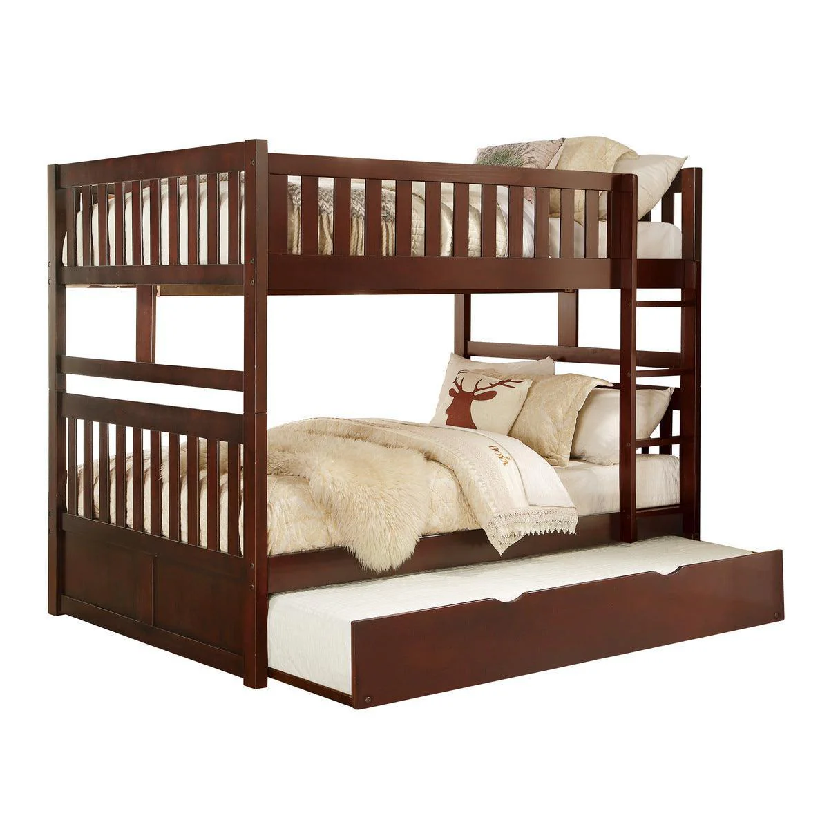 Rowe Dark Cherry Full Over Full Bunk Bed With Twin Trundle - Image 2