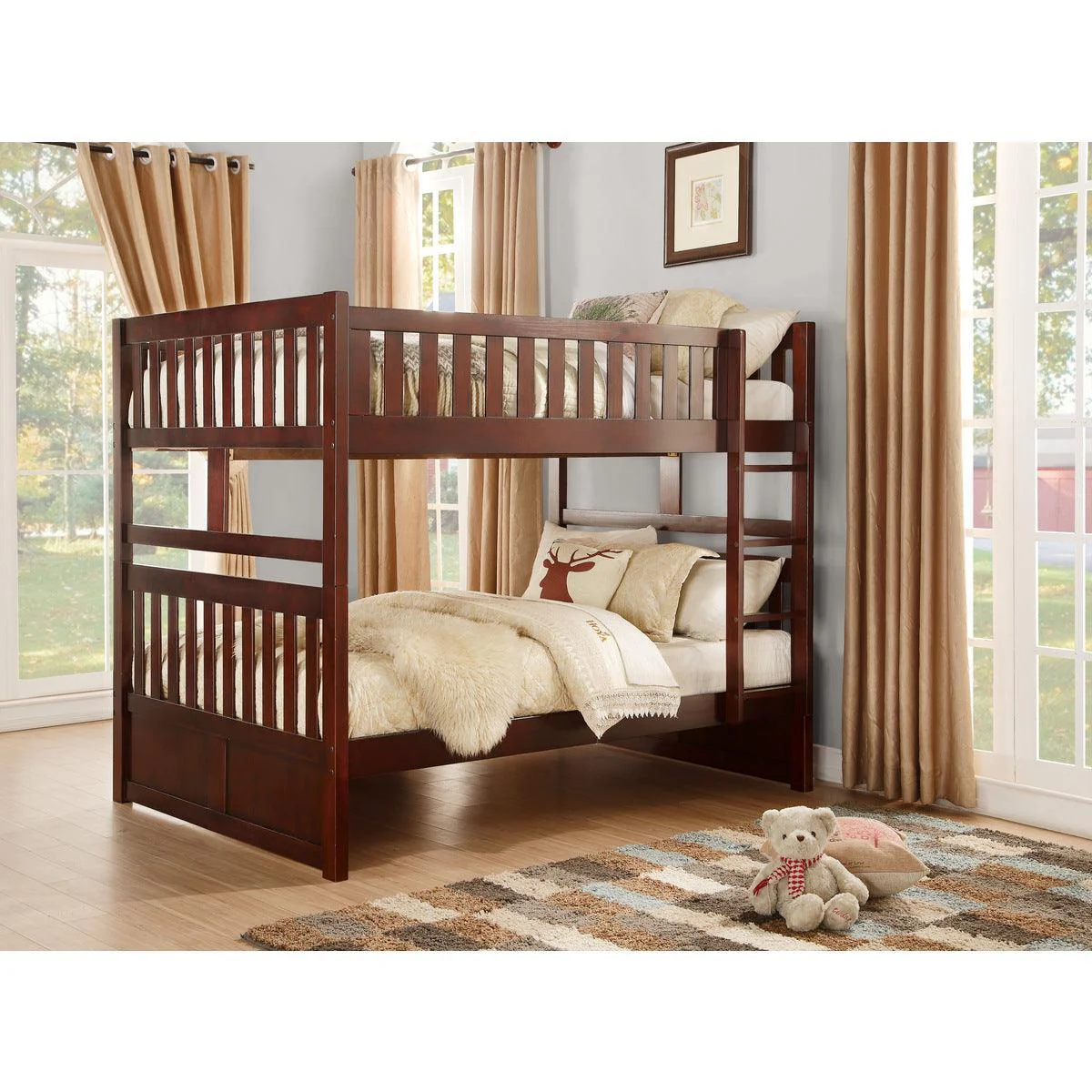 Rowe Dark Cherry Full Over Full Bunk Bed - Image 1