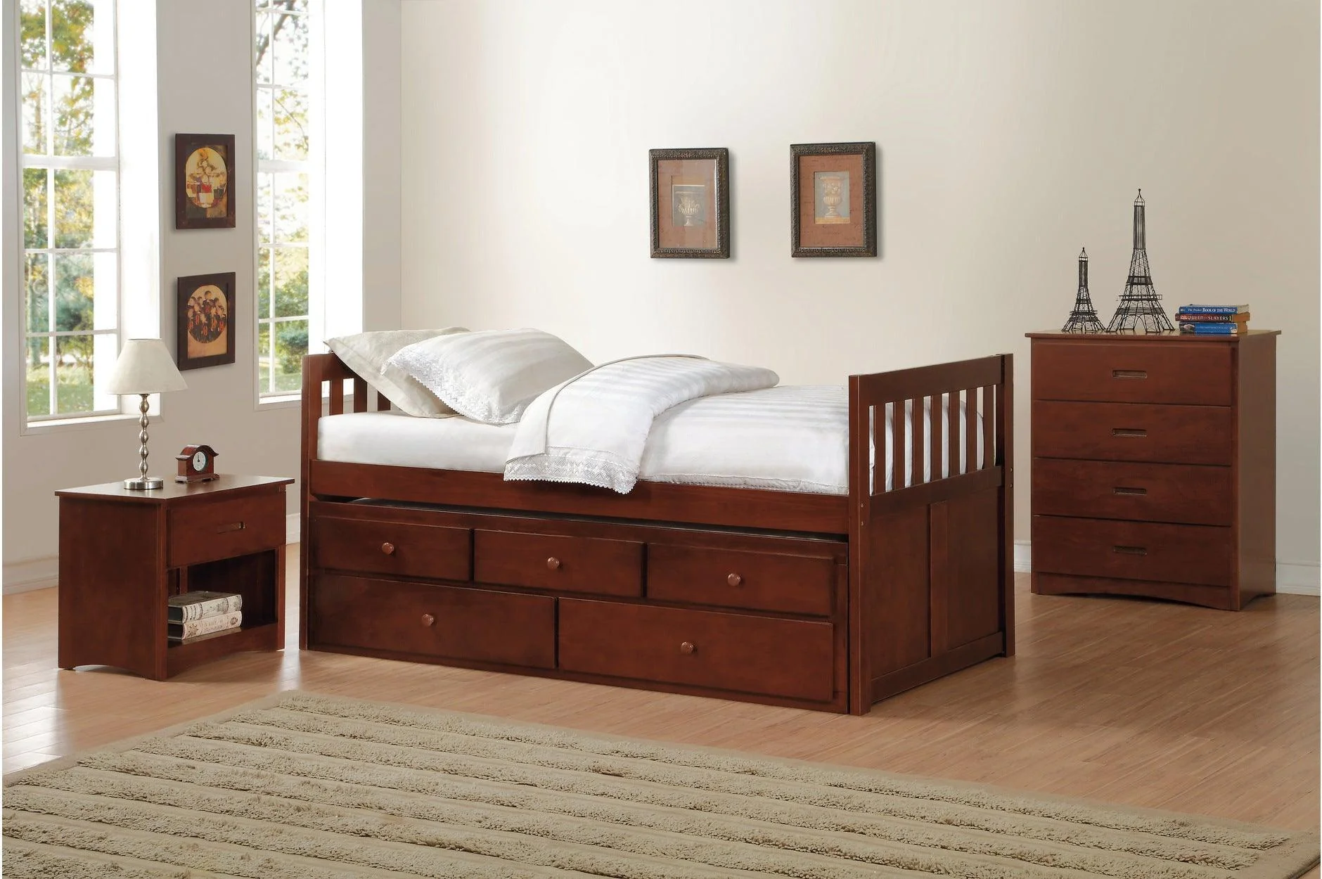 Rowe Dark Cherry Bedroom With Storage Set