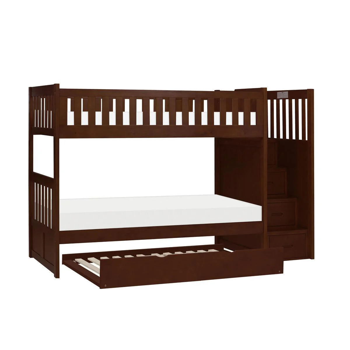 Rowe Dark Cherry Twin Over Twin Step Bunk Bed With Twin Trundle - Image 3