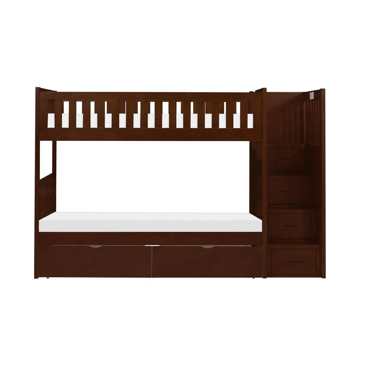 Rowe Dark Cherry Twin Over Twin Step Bunk Bed With Storage Boxes - Image 2