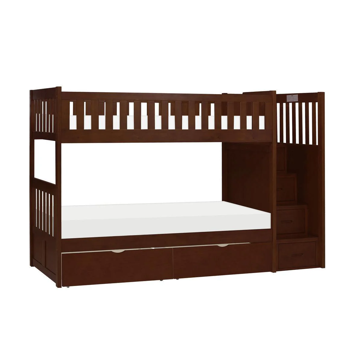 Rowe Dark Cherry Twin Over Twin Step Bunk Bed With Storage Boxes - Image 3