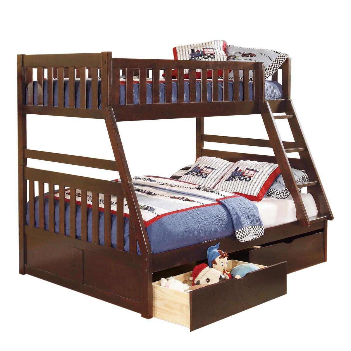 Rowe Dark Cherry Twin Full Bunk Bed With Storage Boxes - Image 2