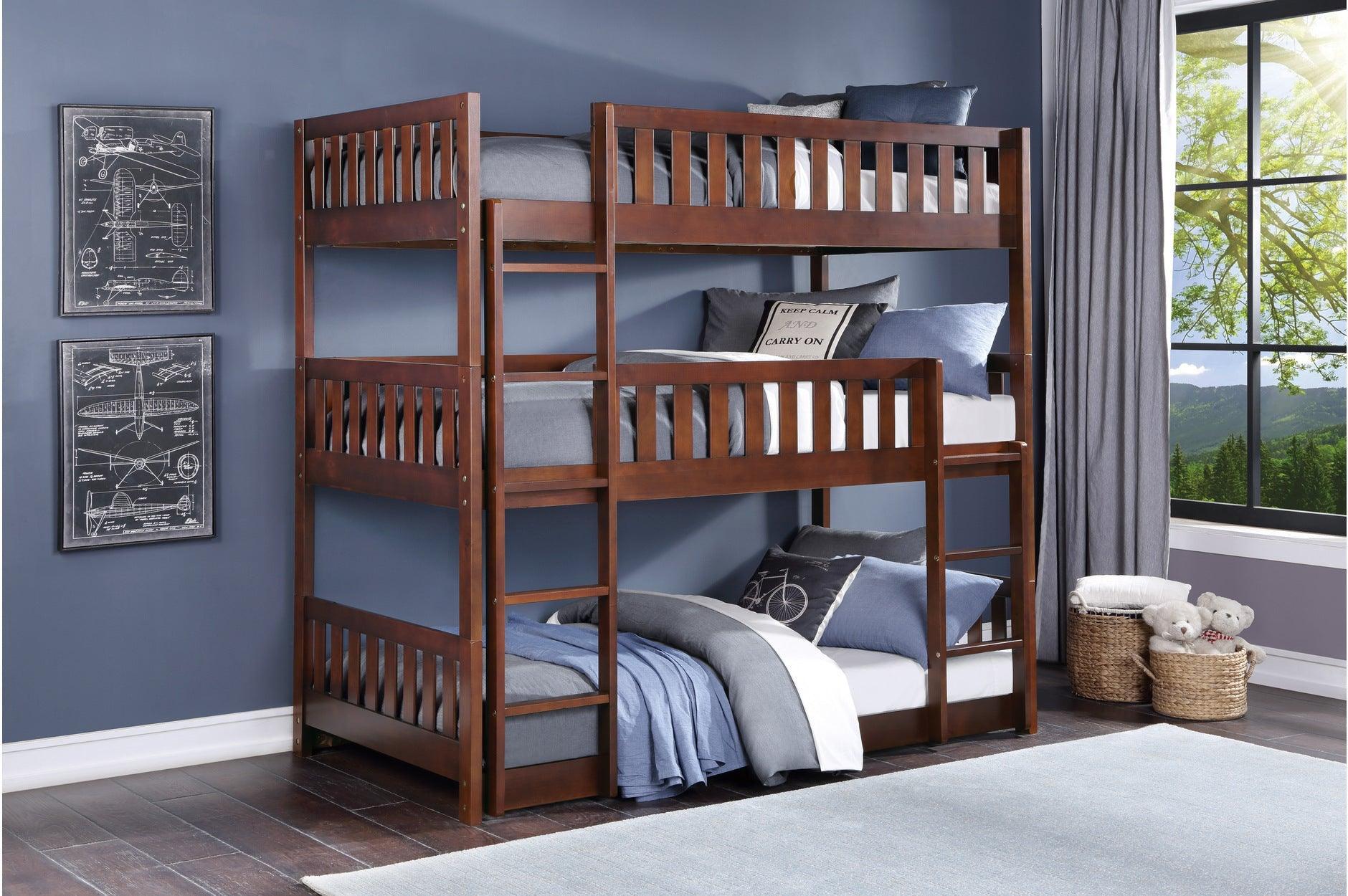 Rowe Dark Cherry Triple Twin Bunkbed